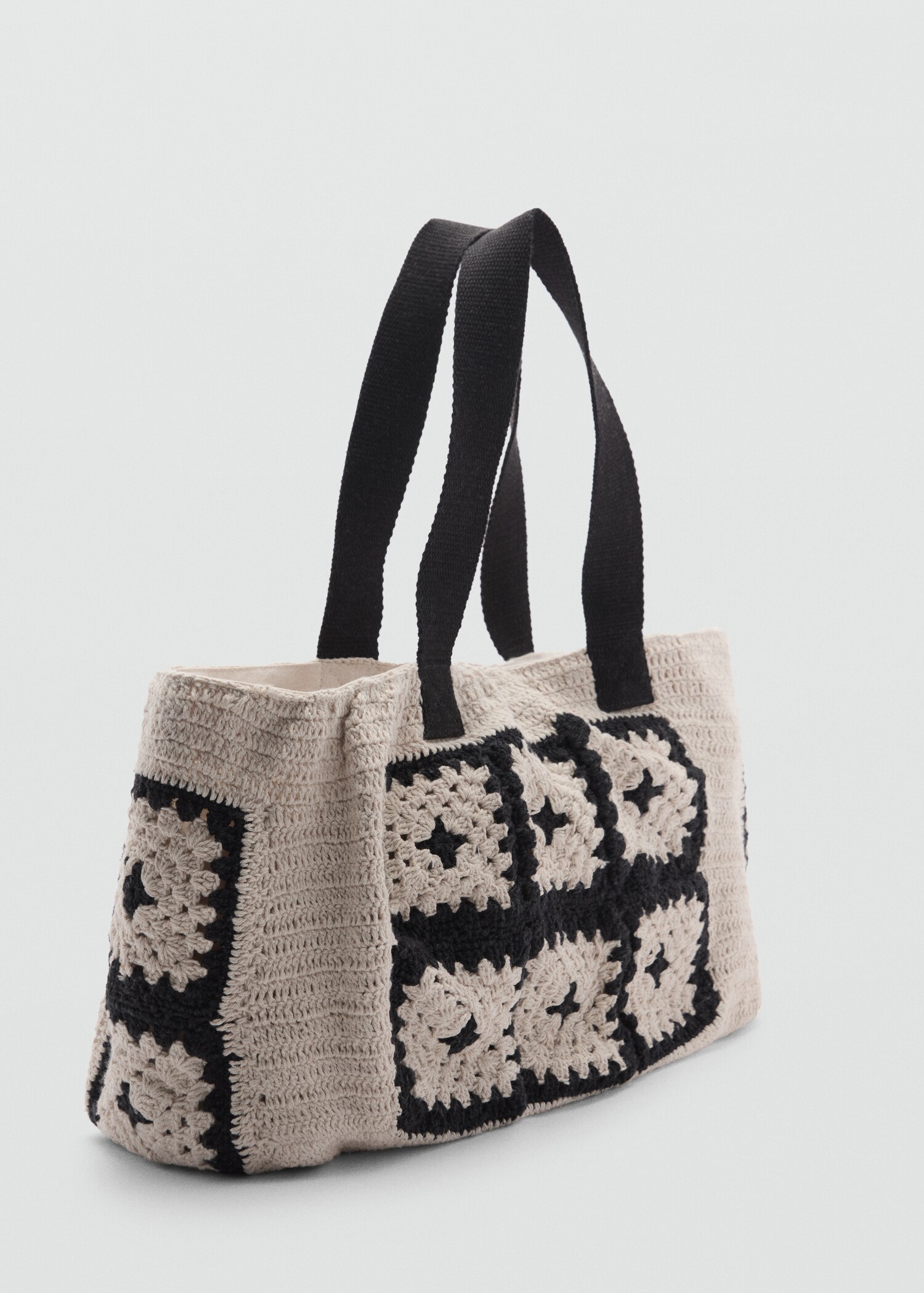 Kabelka shopper s háčkováním - Náhled ve středové rovině