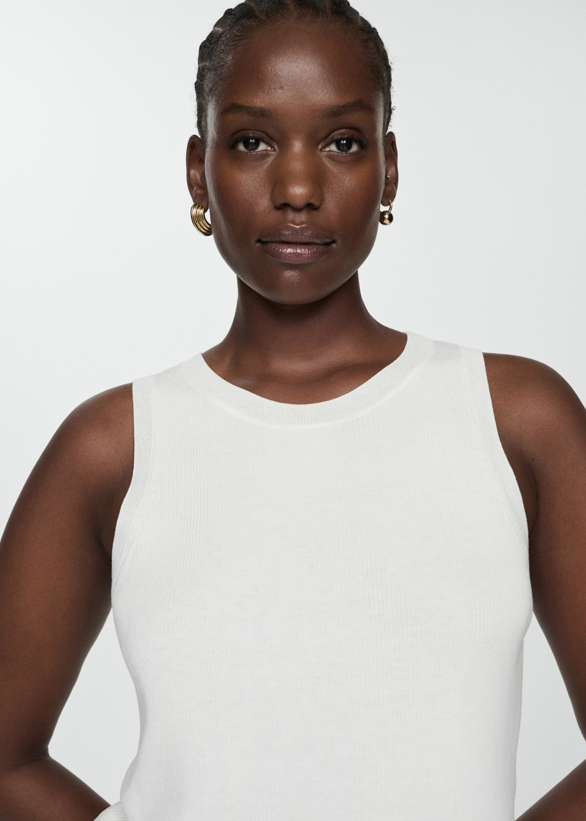 Ribbed knit top - Details of the article 5, Ecru. Ref: 67087115-00.