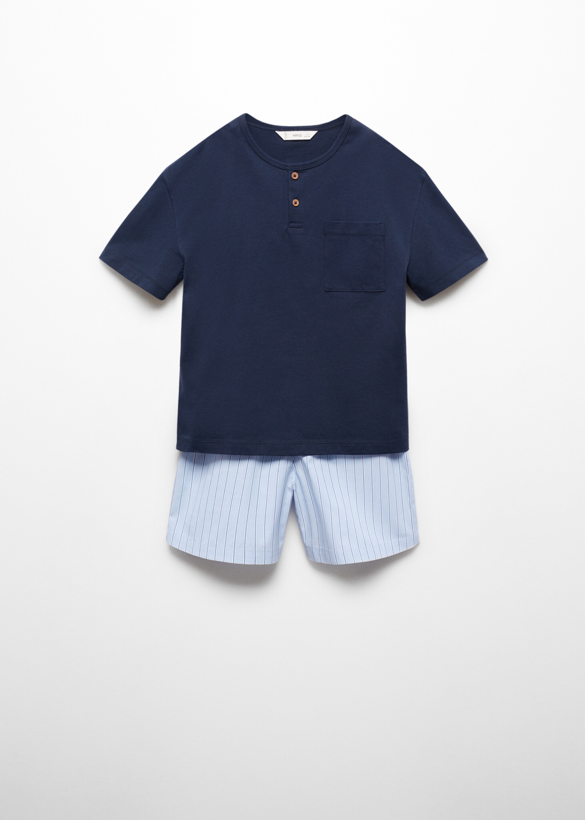 Pijama scurtă din bumbac cu dungi - Articol fără model