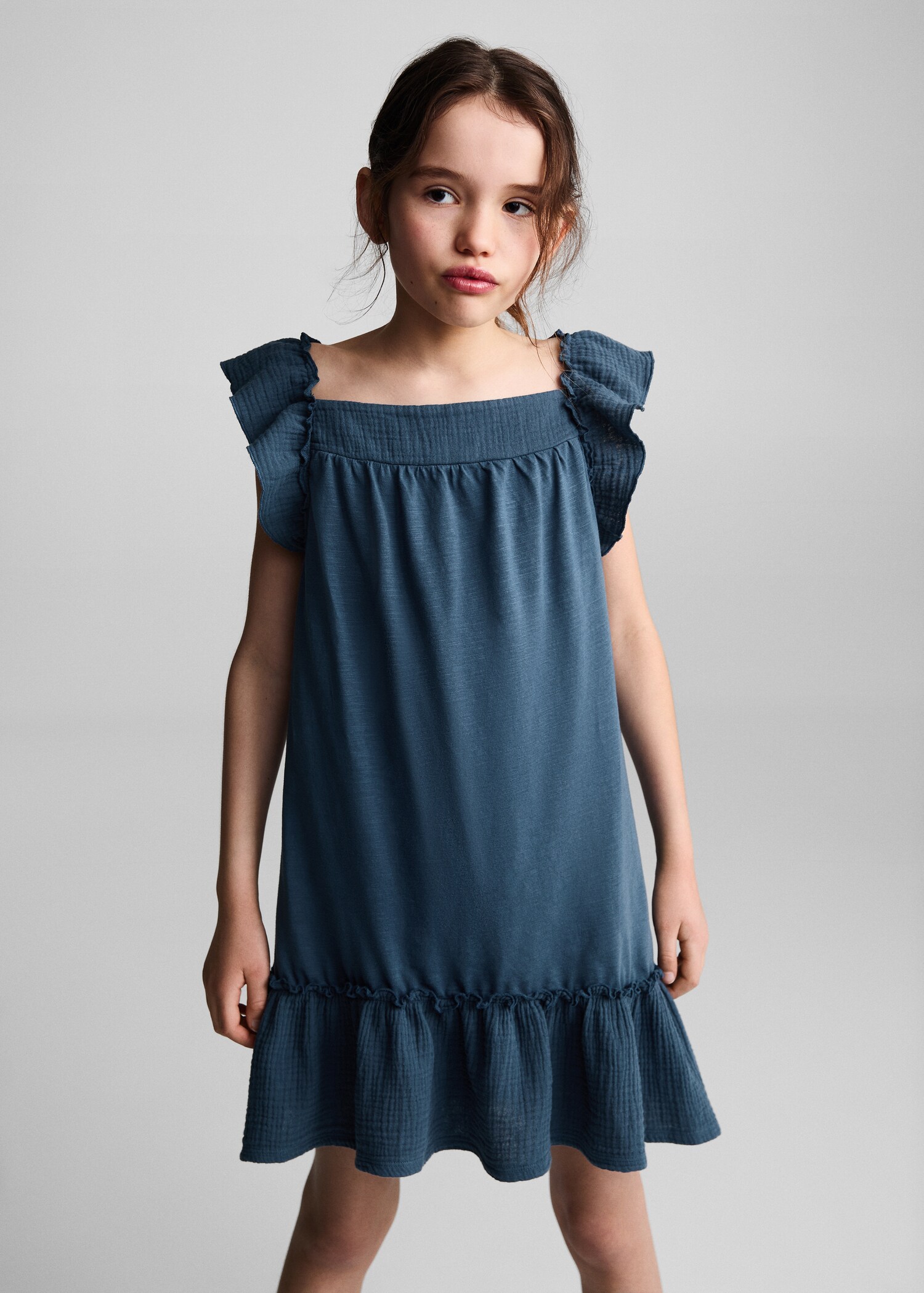 Frill cotton dress - Medium plane