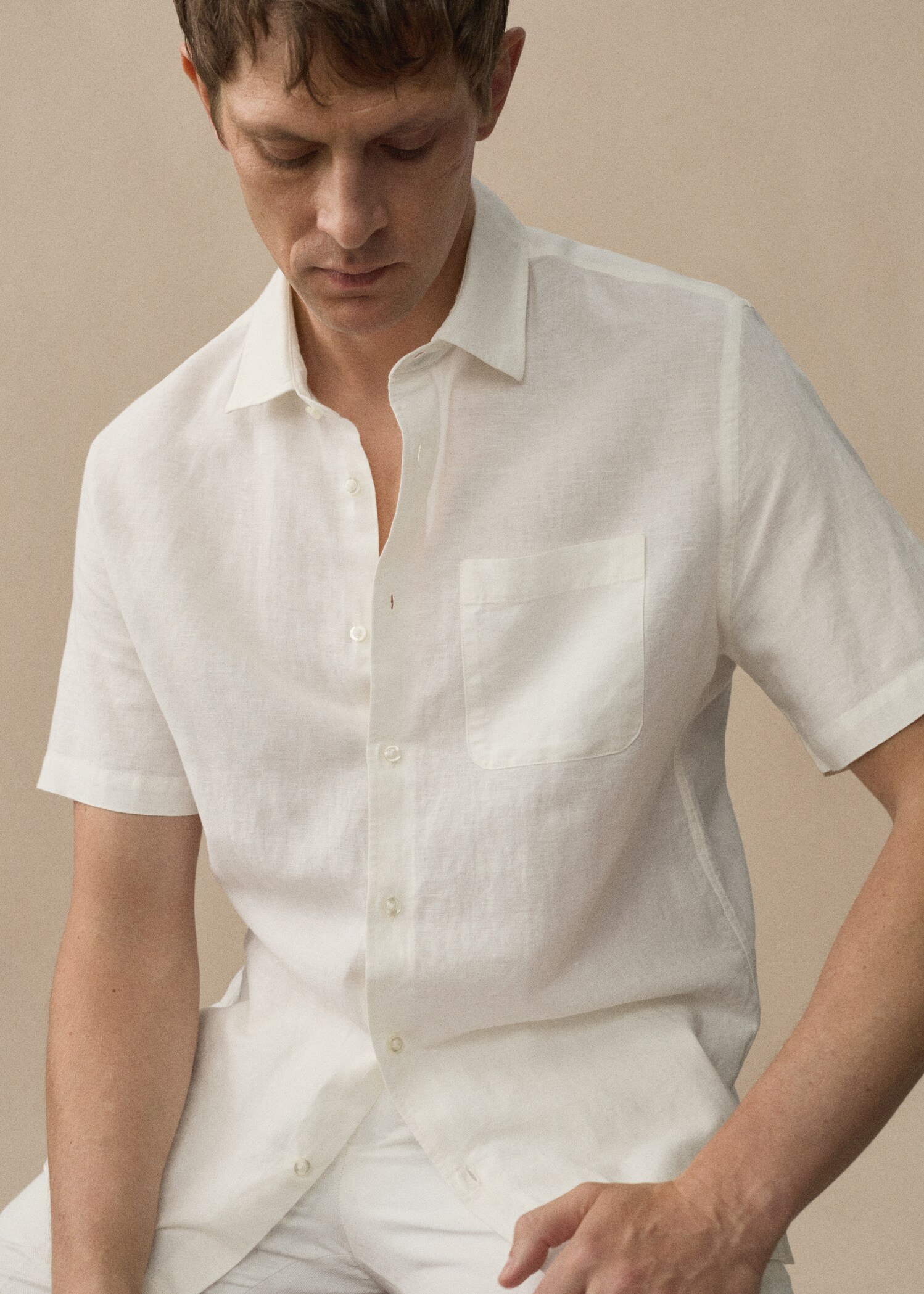 Regular-fit linen shirt with pocket - Details of the article 5