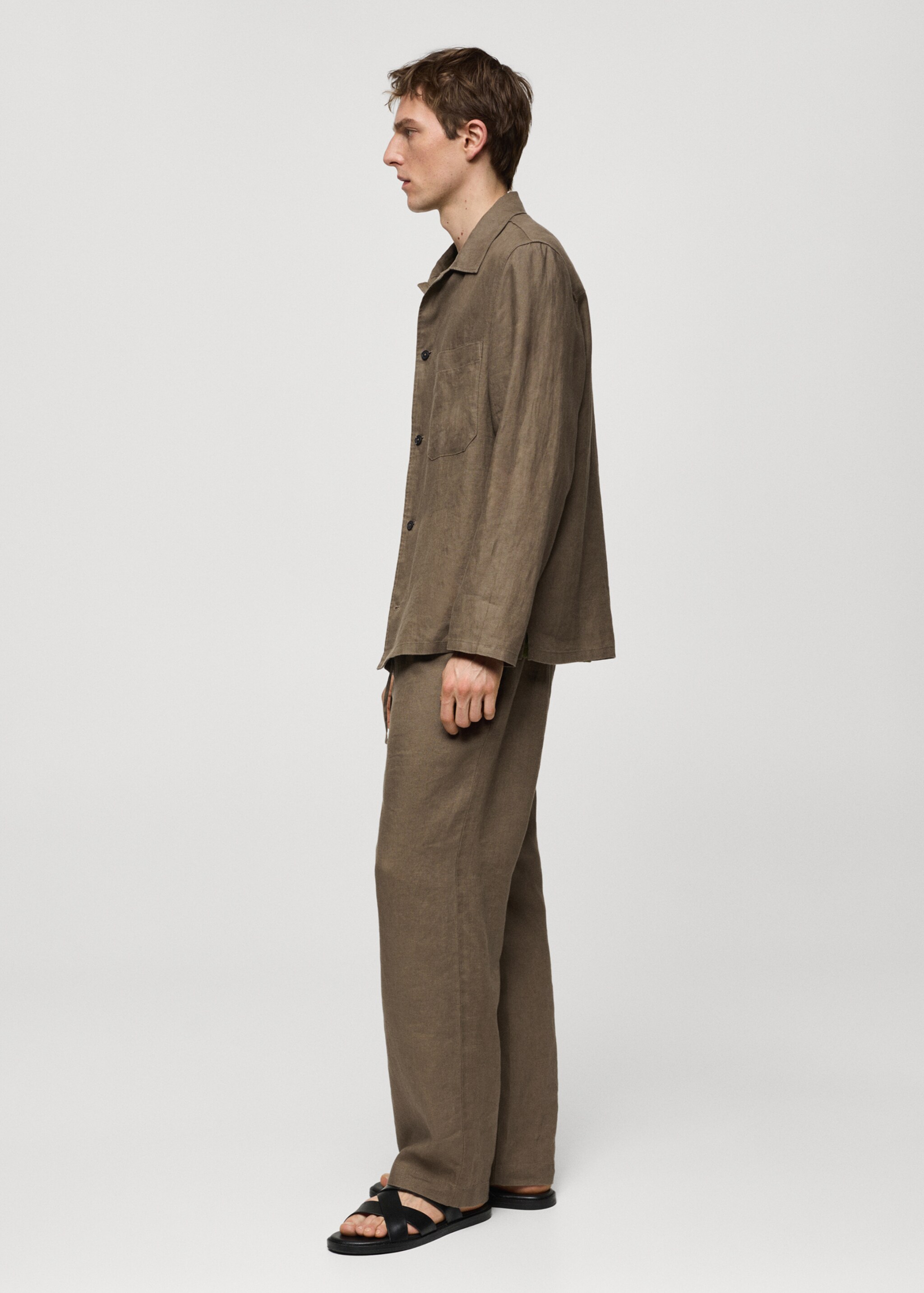 Regular-fit 100% linen overshirt - Details of the article 6