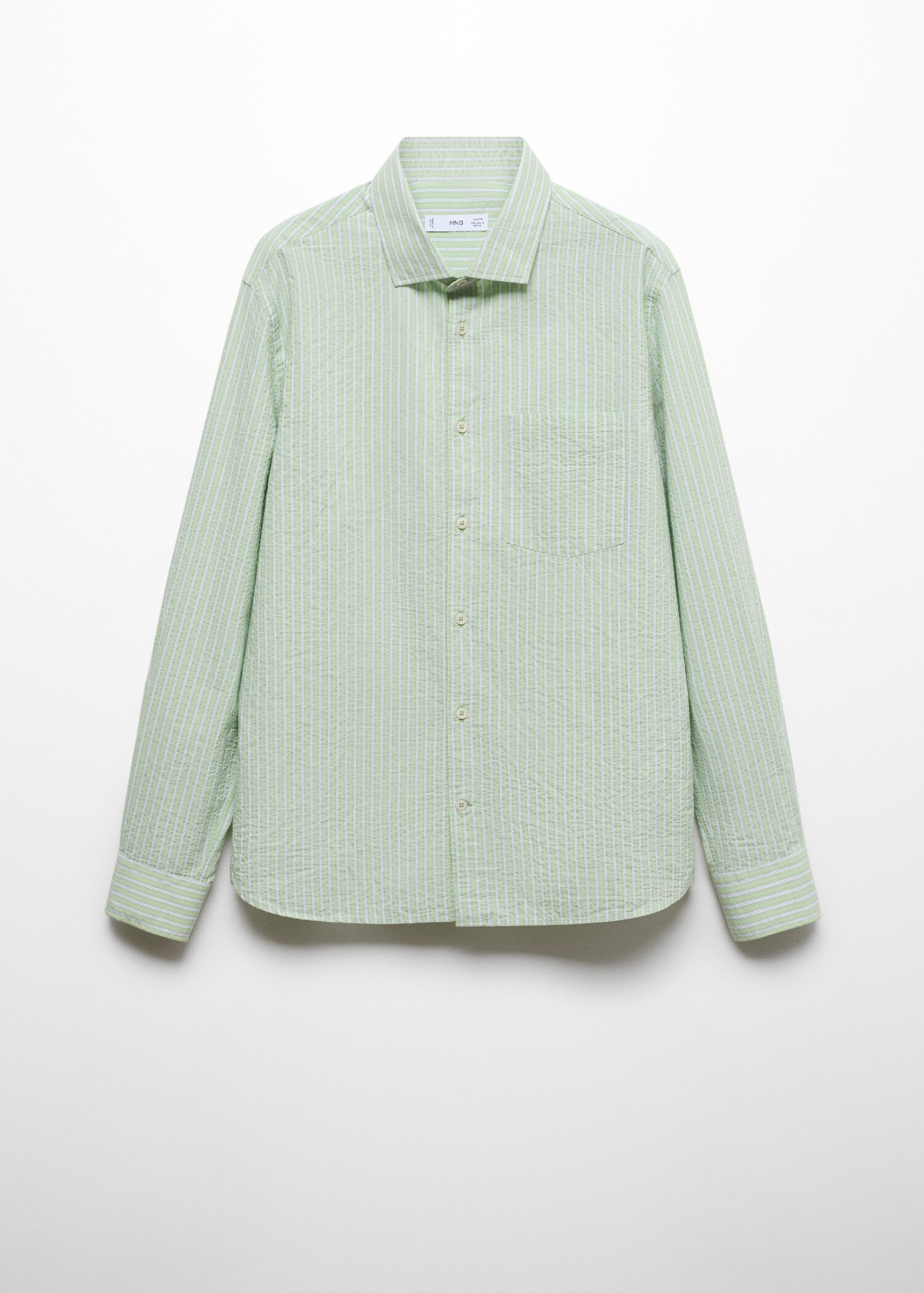 Classic-fit striped seersucker cotton shirt - Article without model