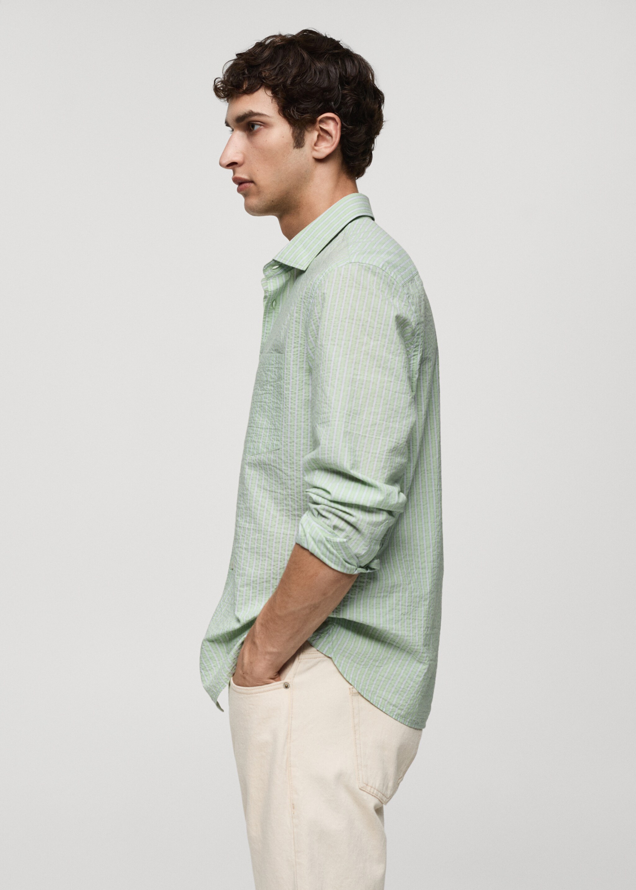 Camisa classic fit algodón seersucker rayas - Detalle del artículo 2