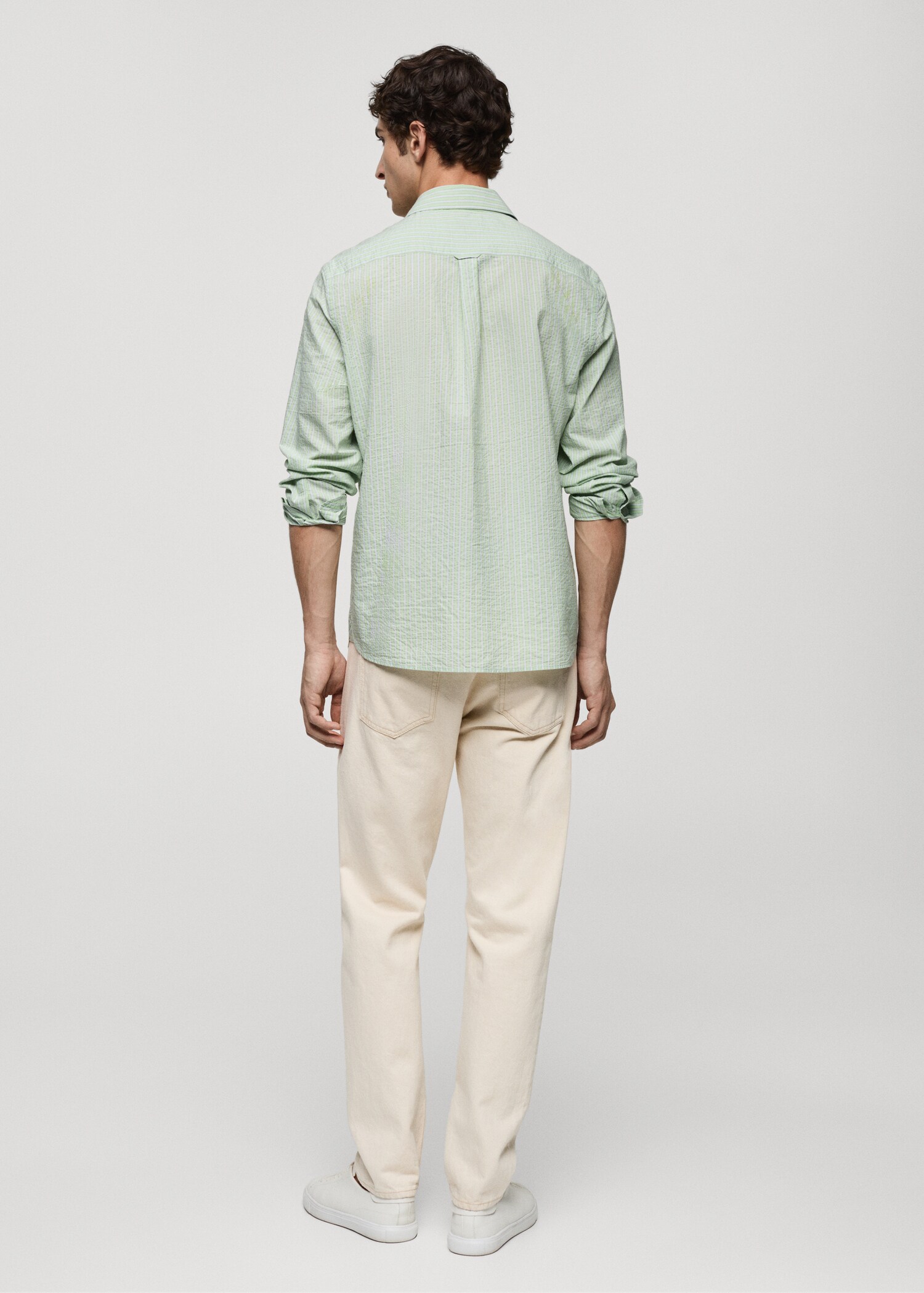 Classic-fit striped seersucker cotton shirt - Reverse of the article