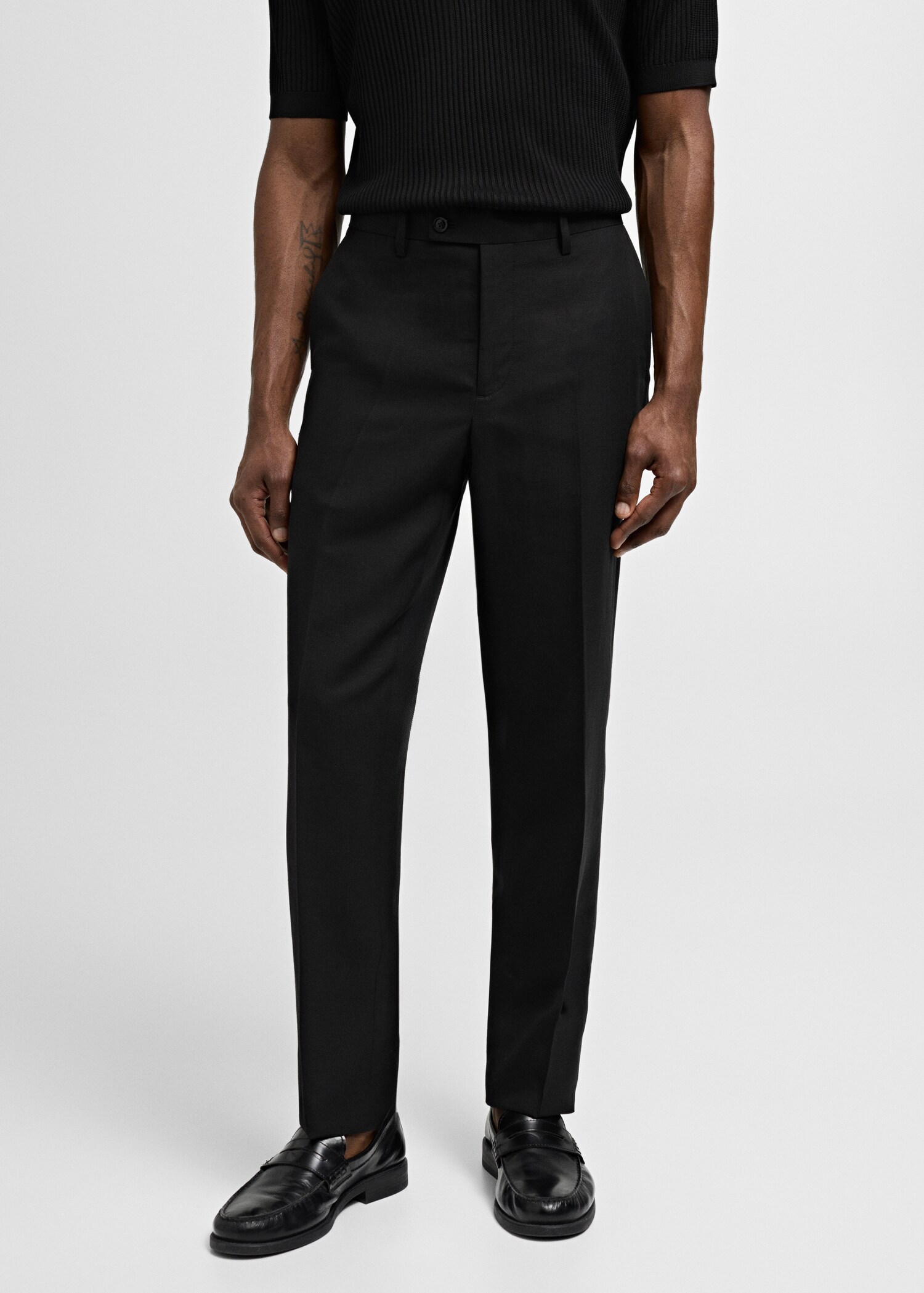 Pantalon costume Lyocell lin - Plan moyen