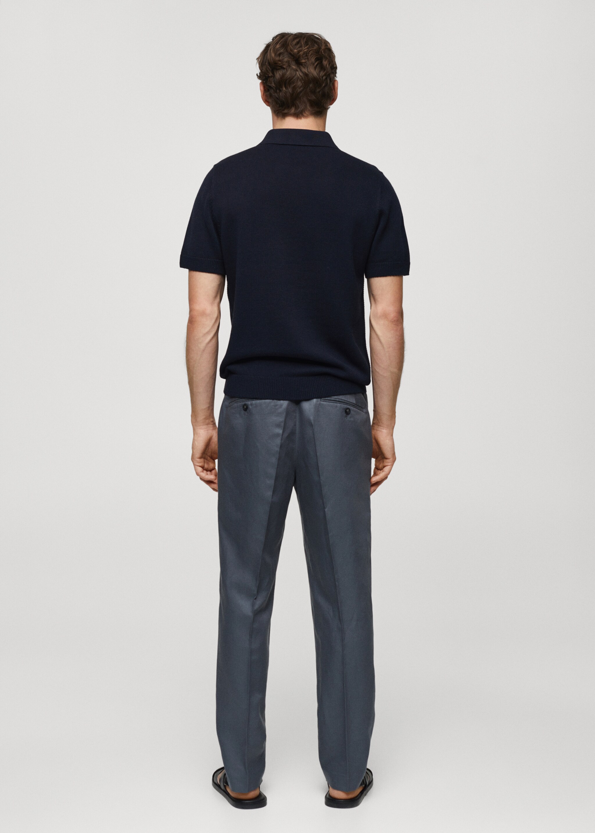 Cotton-knit polo shirt with zip - Reverse of the article