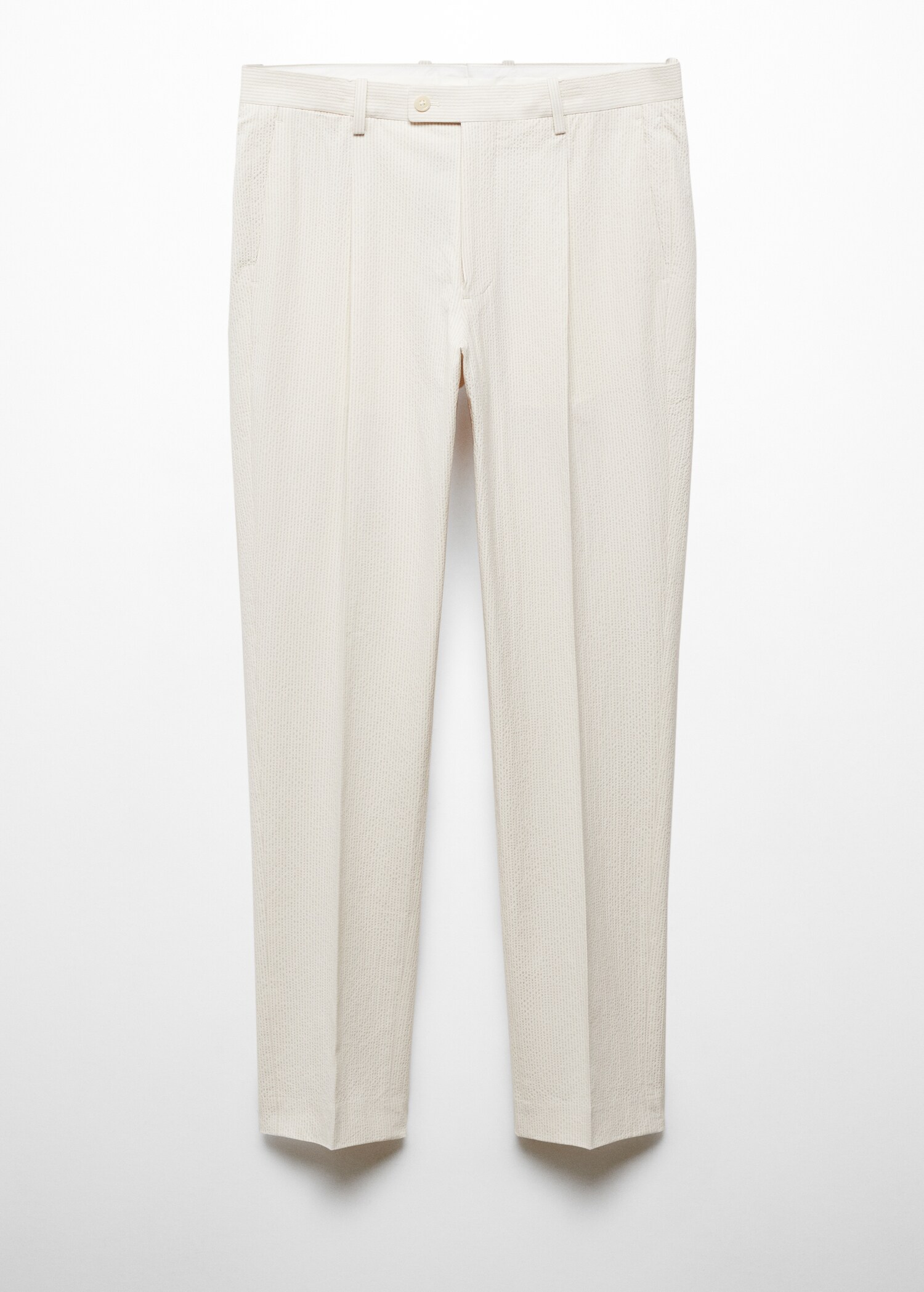 Striped seersucker cotton slim-fit suit trousers - Article without model