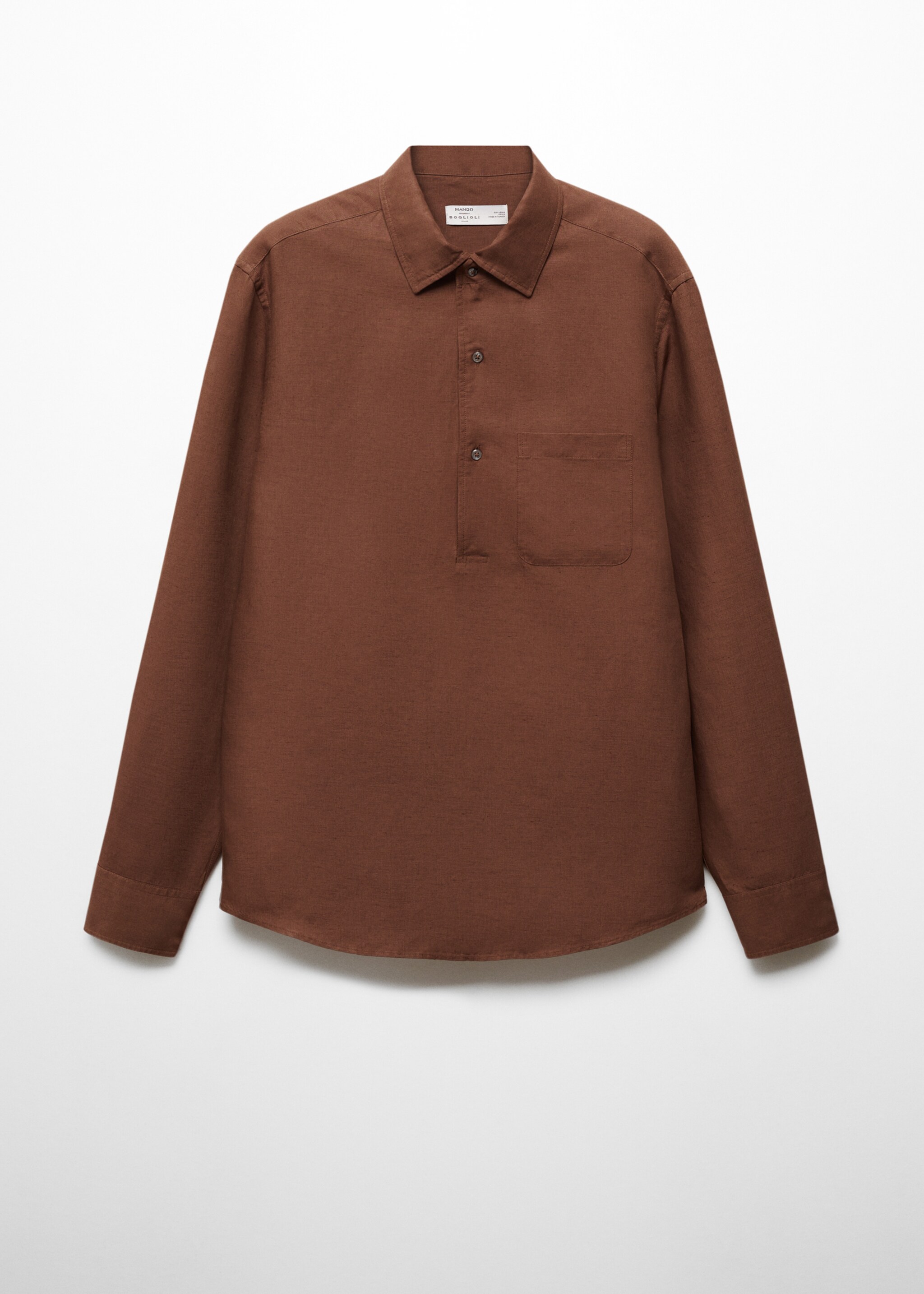 Slim-Fit-Hemd aus Tencel mit Leinen - Artikel ohne Model, Braun. Ref: 67087907-00.