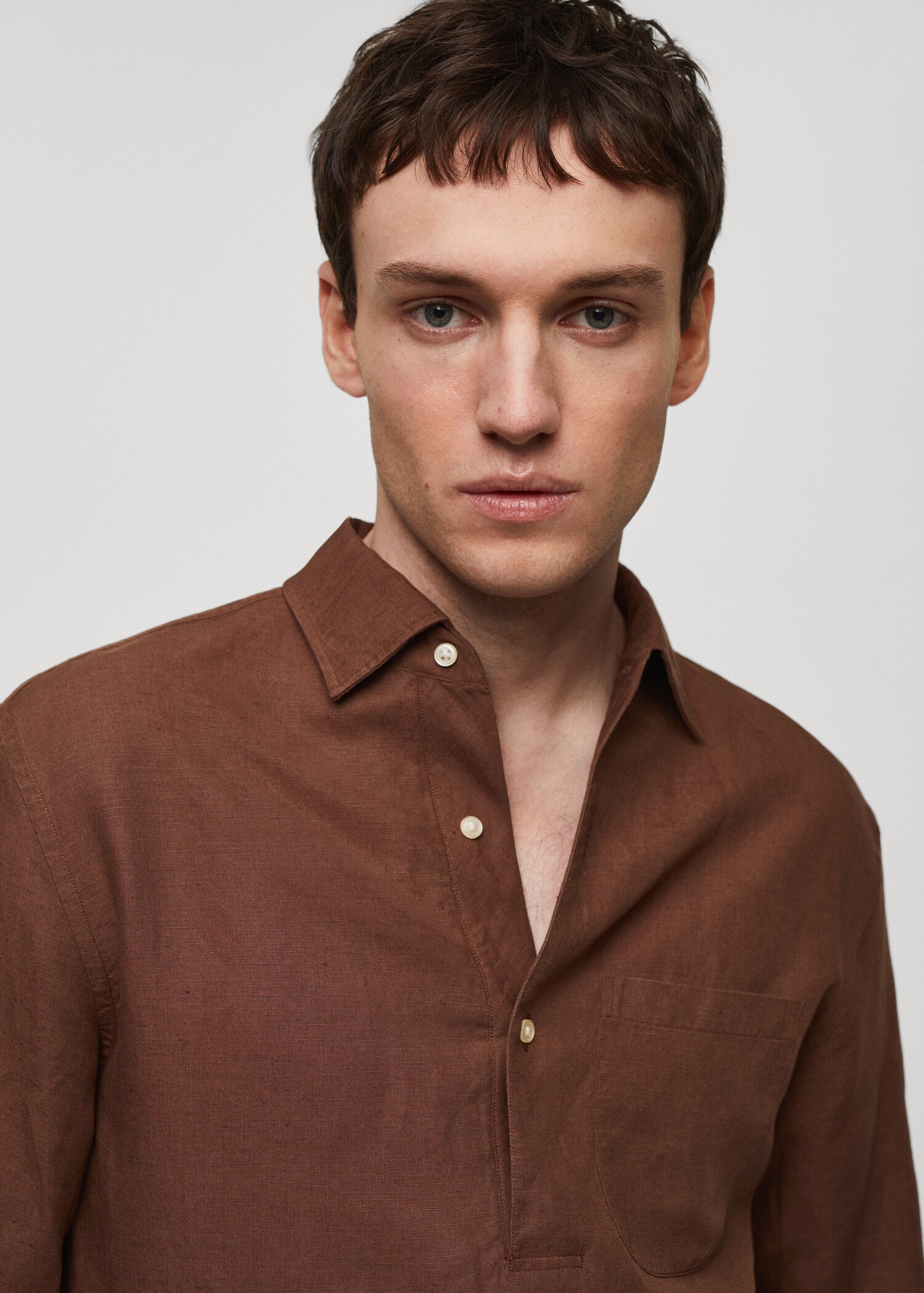 Slim-Fit-Hemd aus Tencel mit Leinen - Detail des Artikels 1