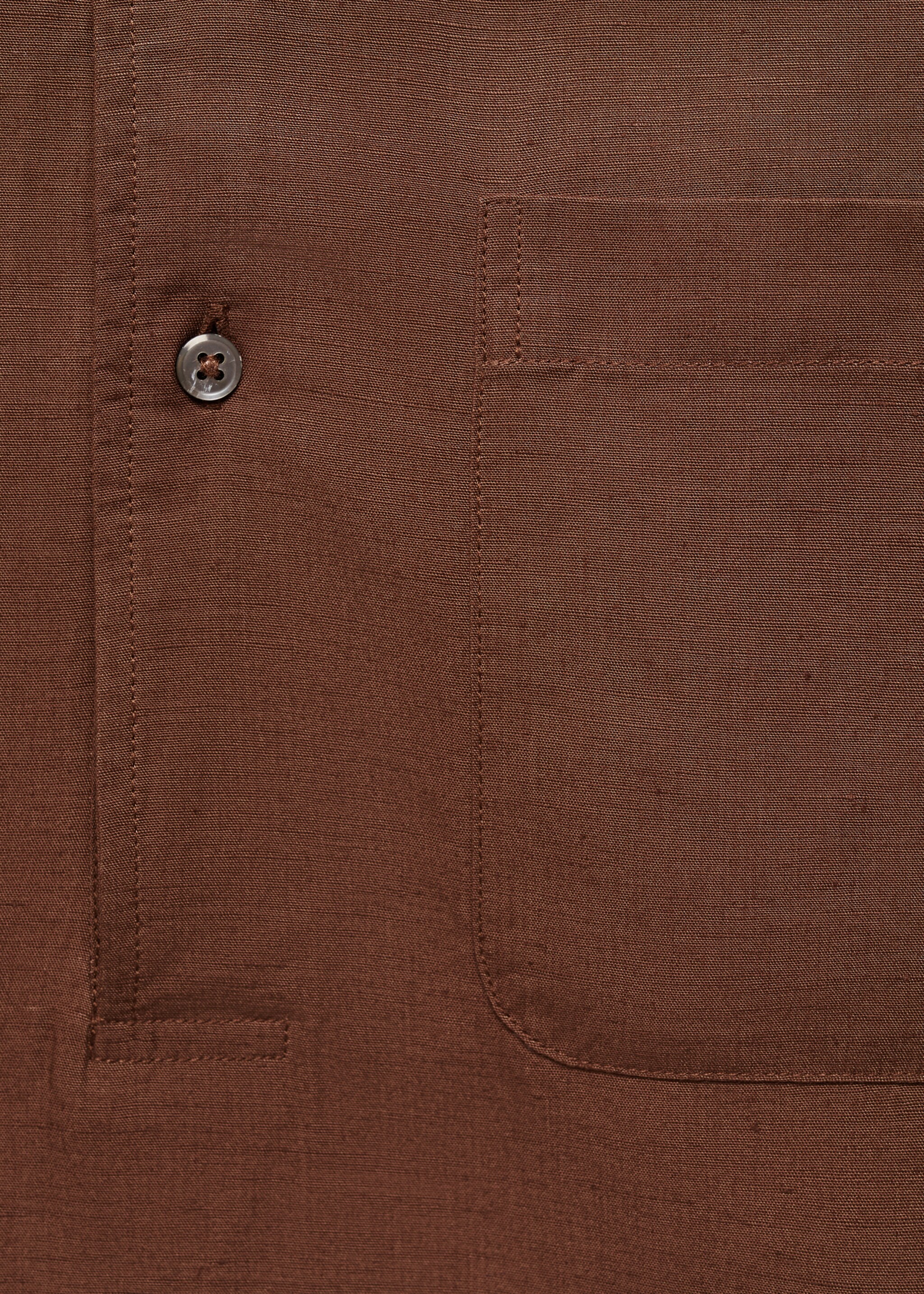 Slim-Fit-Hemd aus Tencel mit Leinen - Detail des Artikels 8, Braun. Ref: 67087907-00.