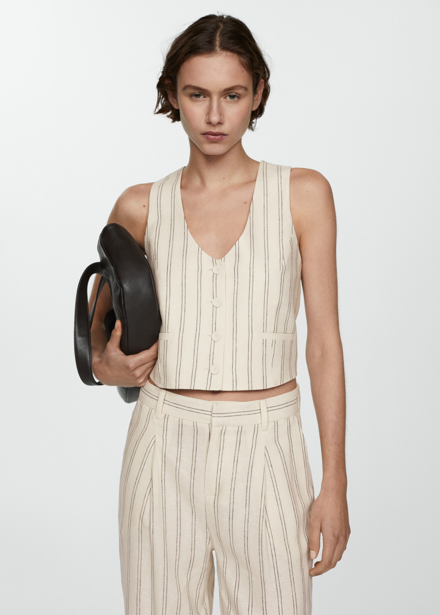 Striped linen waistcoat - Medium plane