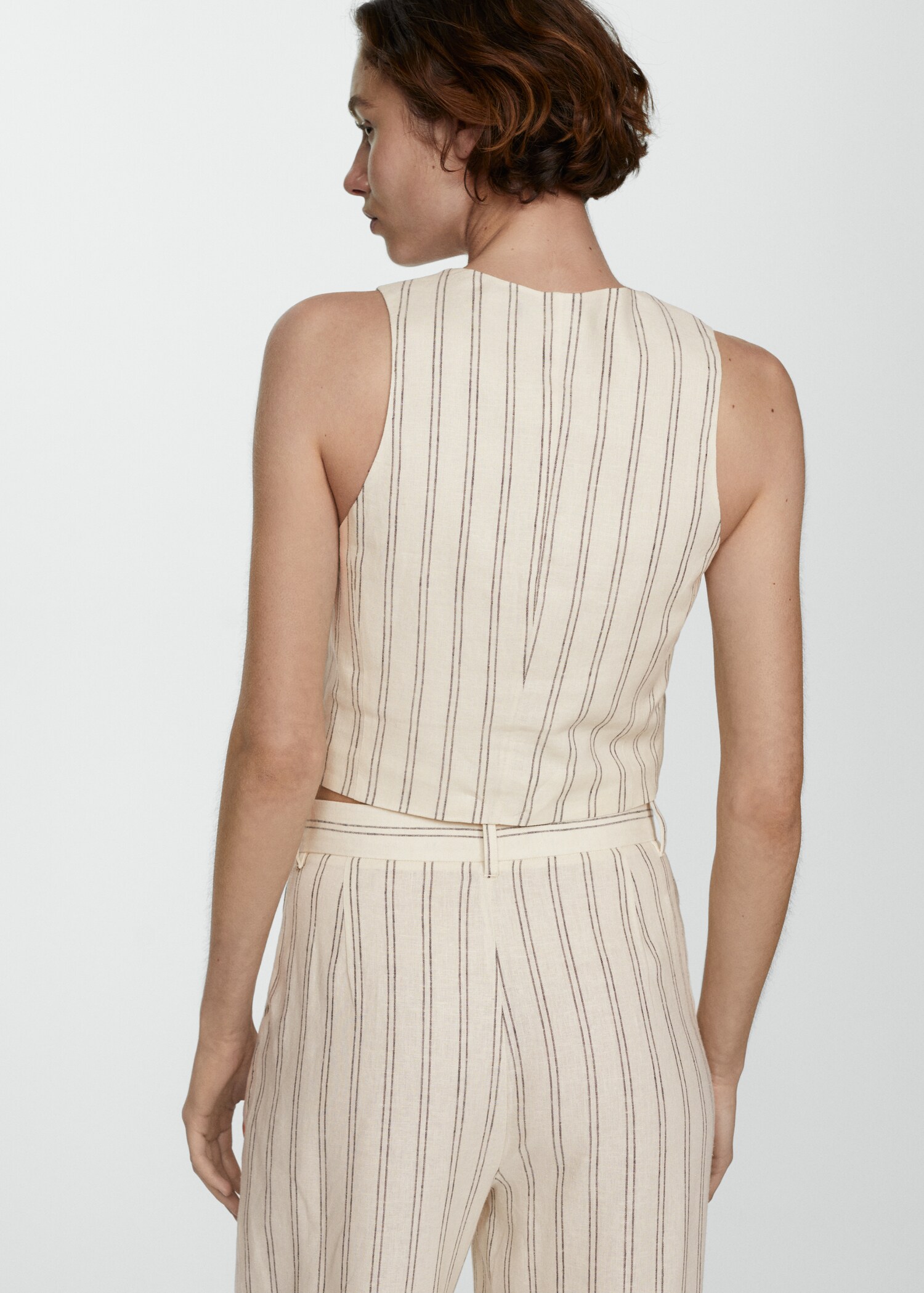 Striped linen waistcoat - Reverse of the article