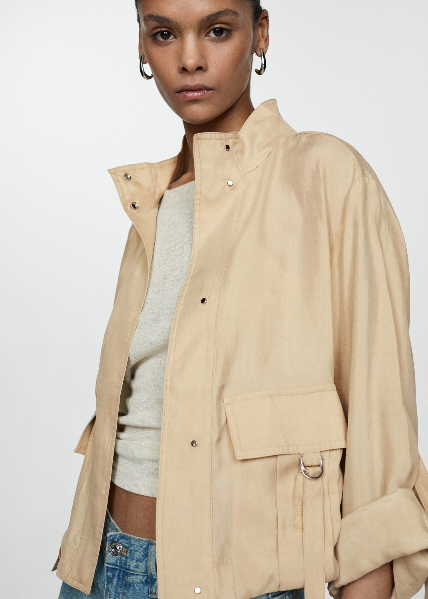 Jacke aus Lyocell mit Taschen - Mittlere Ansicht