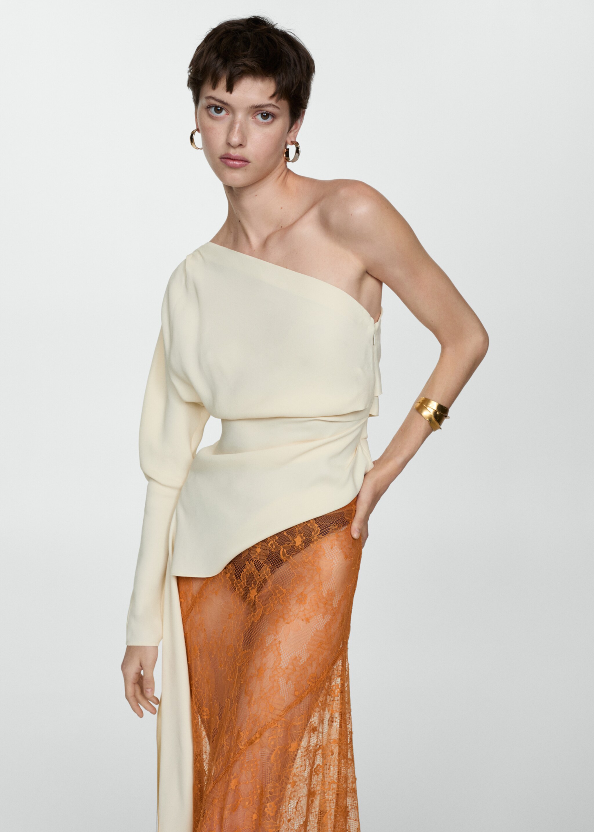 Asymmetrical embroidered skirt - Details of the article 1