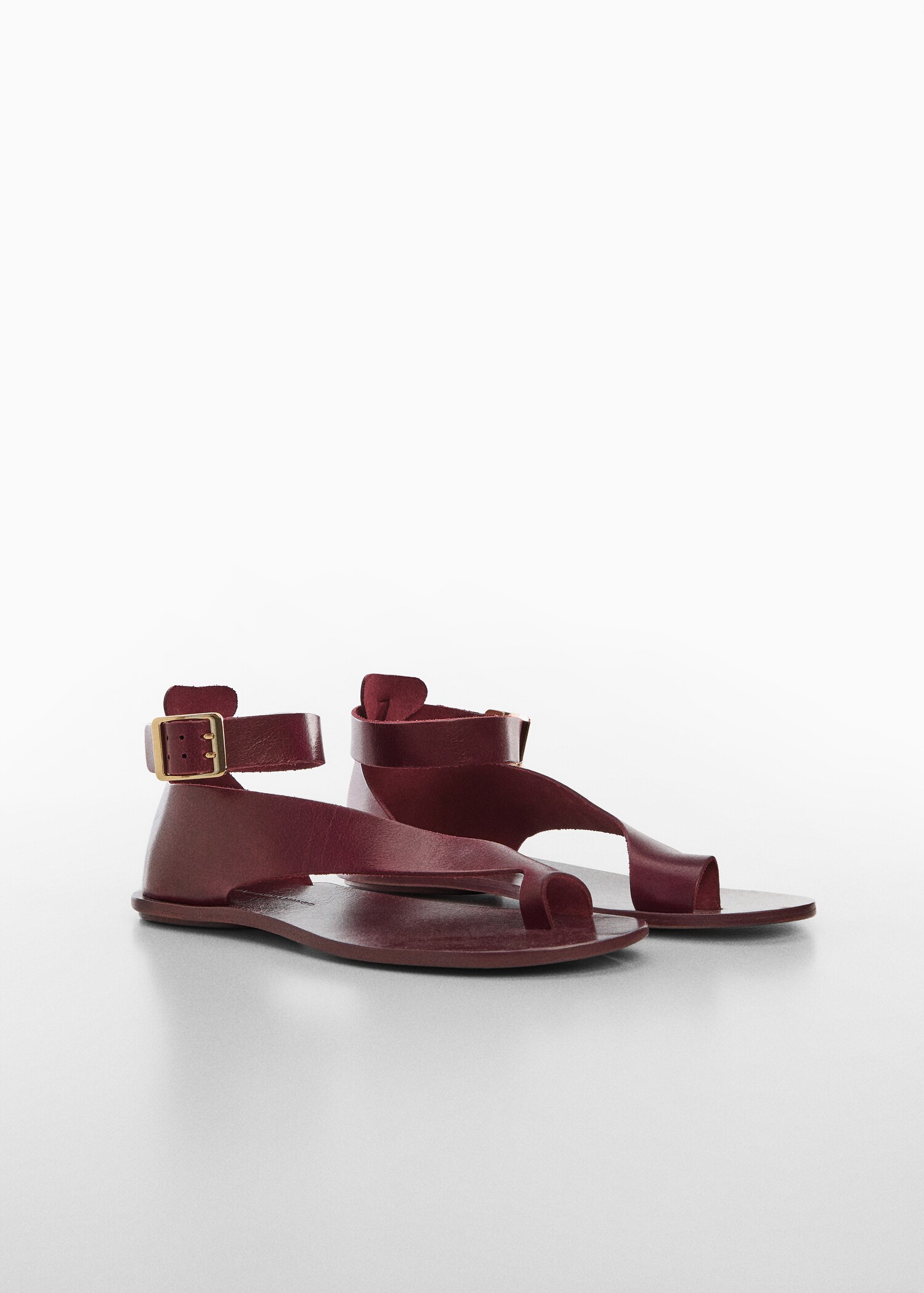 Buckle leather sandals - Medium plane