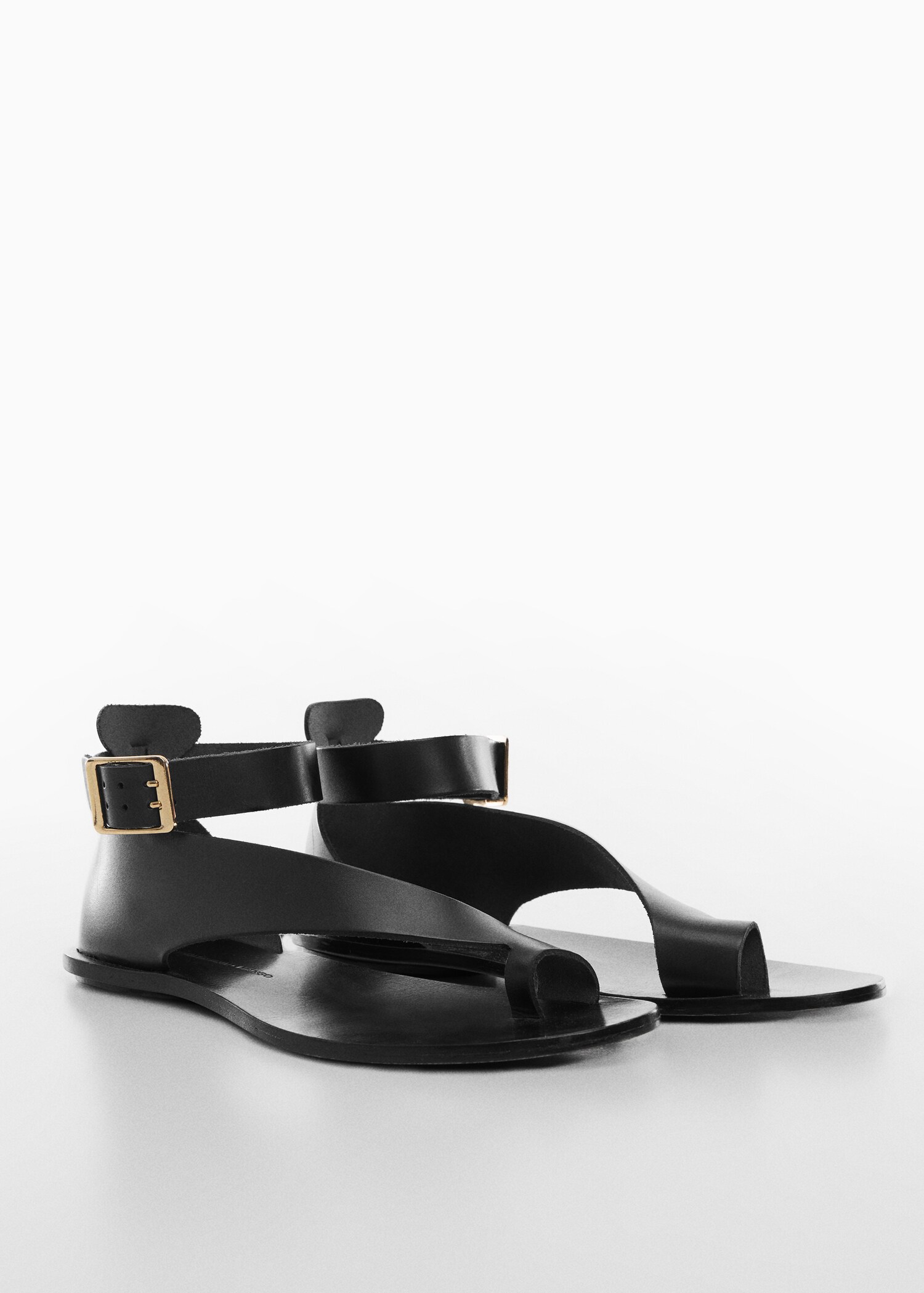 Buckle leather sandals - Medium plane