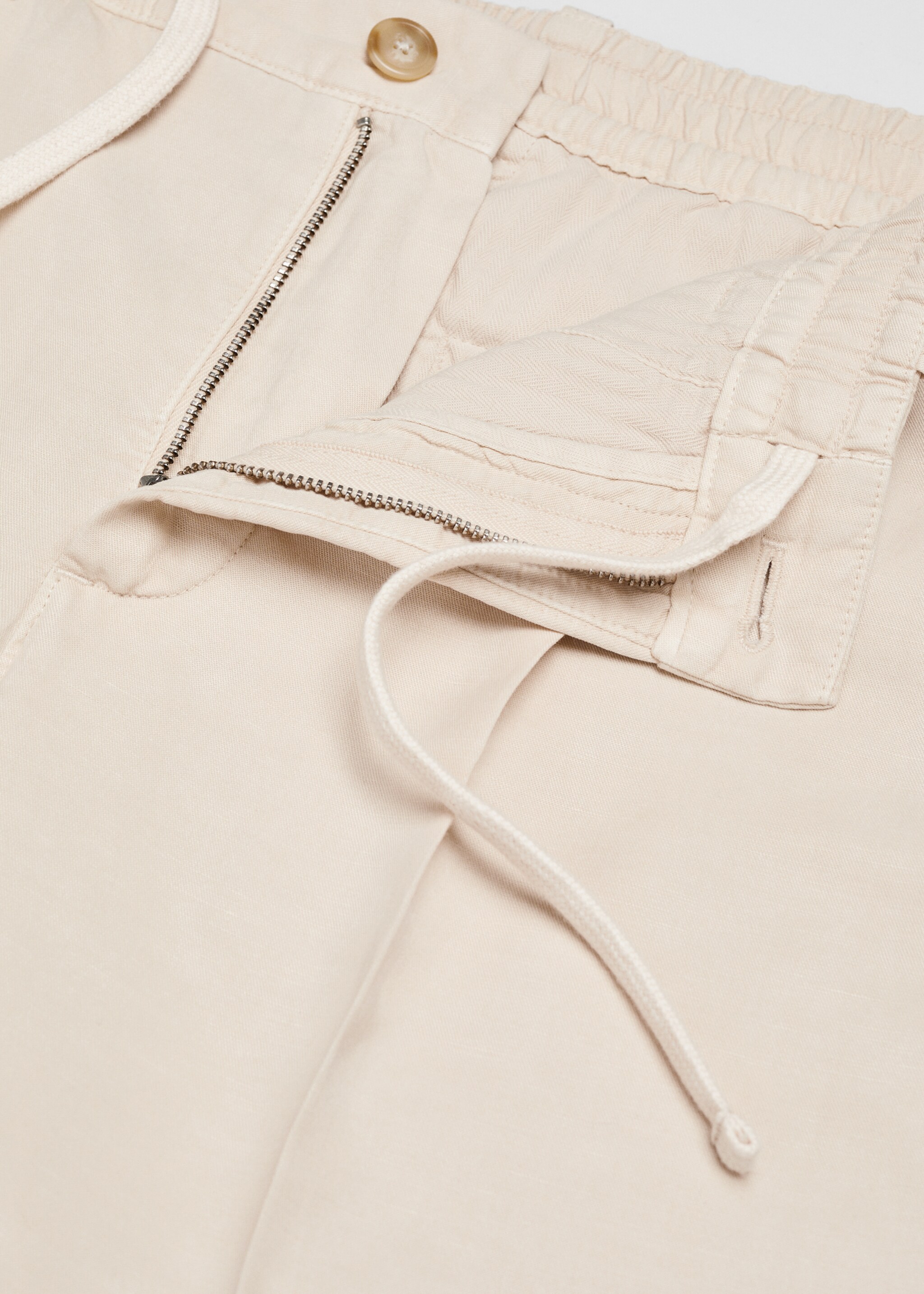 Linen-blend slim-fit trousers with drawstring - Details of the article 8
