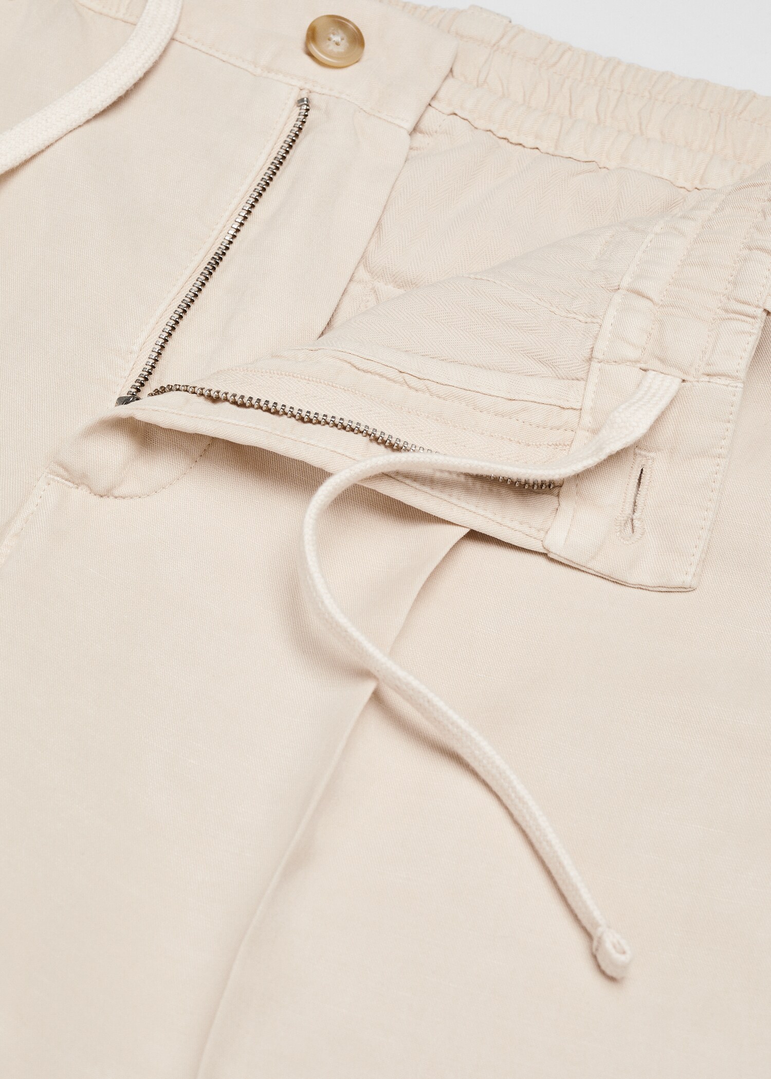 Linen-blend slim-fit trousers with drawstring - Details of the article 8