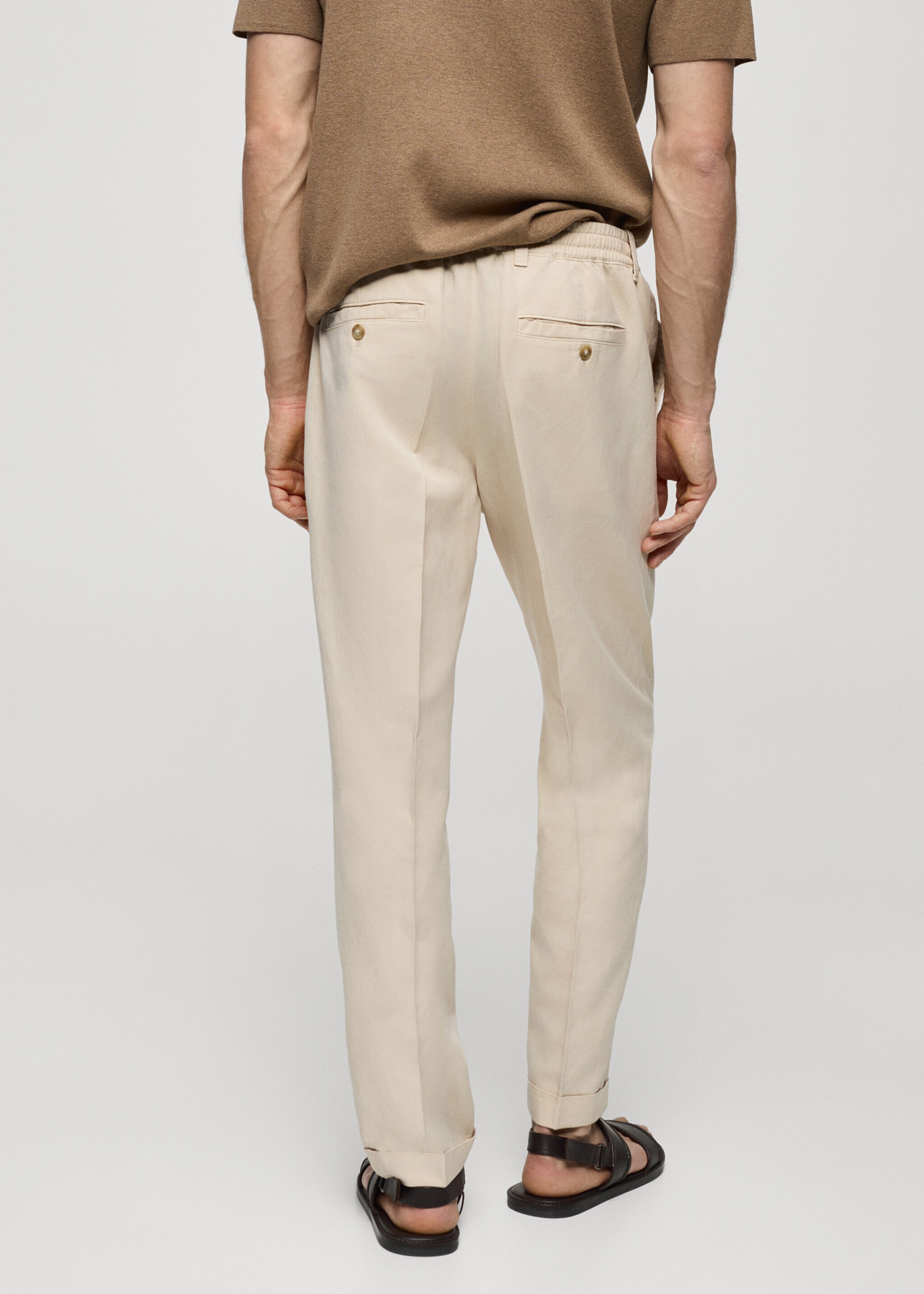 Linen-blend slim-fit trousers with drawstring - Reverse of the article
