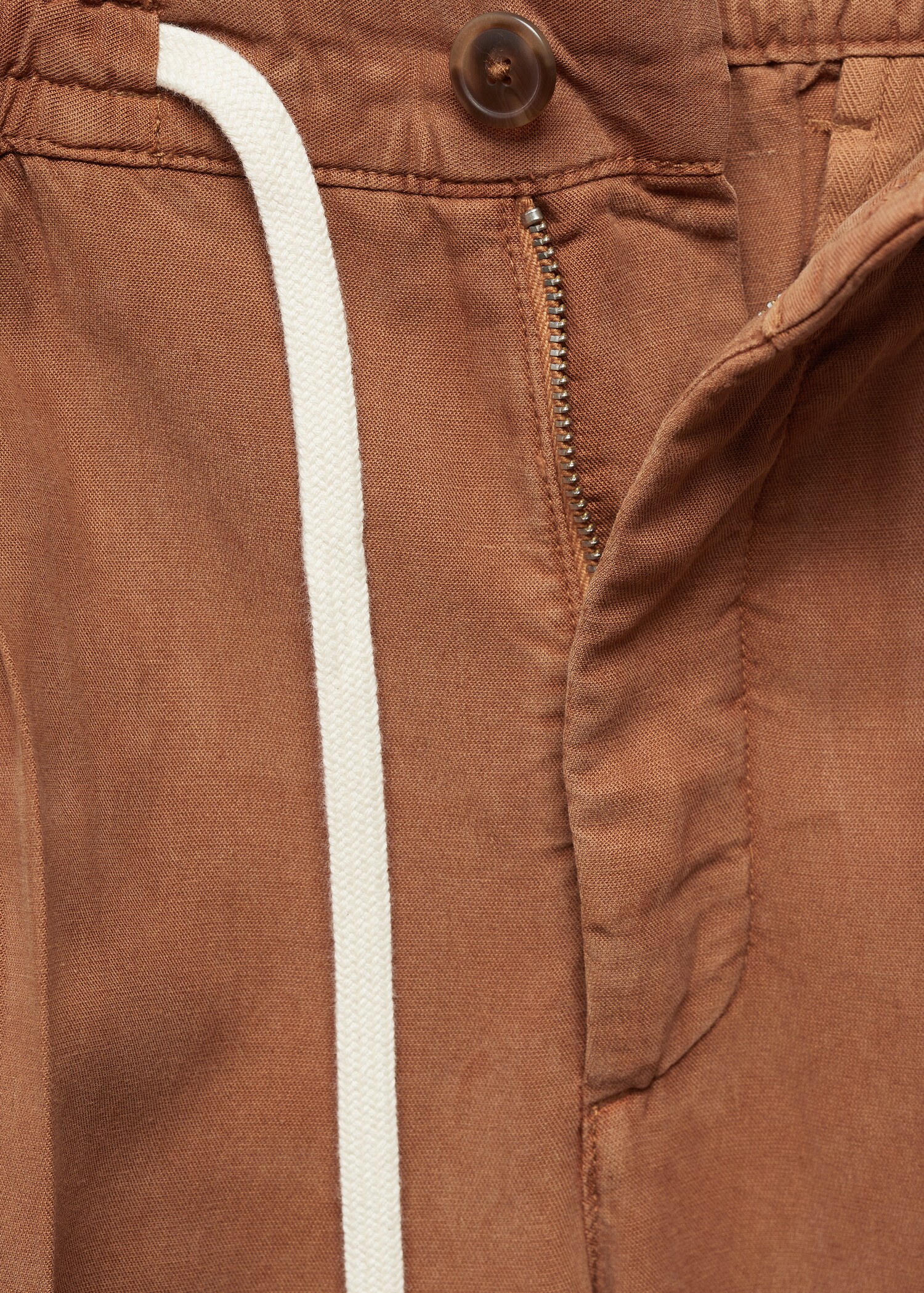Linen-blend slim-fit trousers with drawstring - Details of the article 8