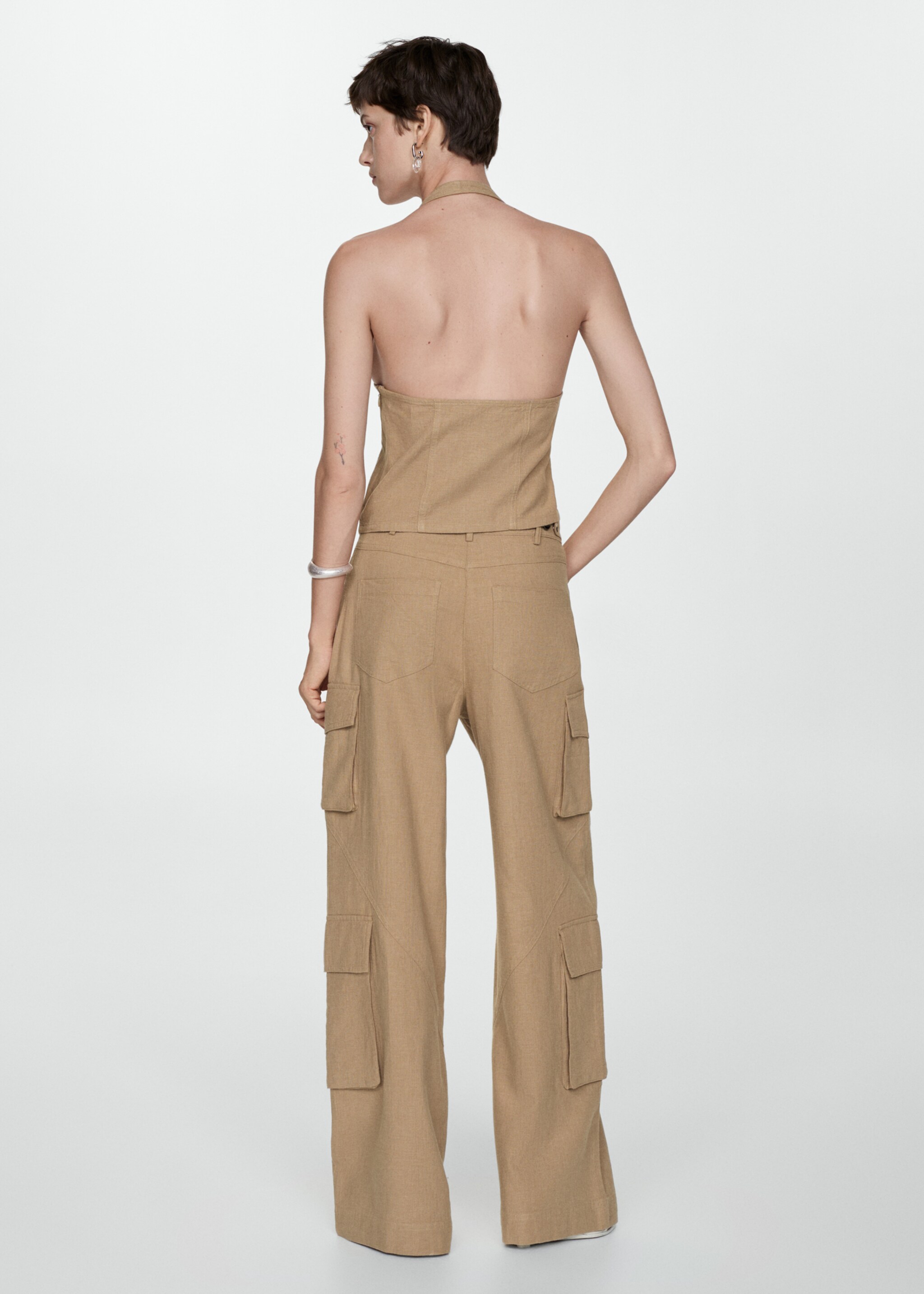 Cotton cargo trousers - Reverse of the article, Brown. Ref: 67089404-00.