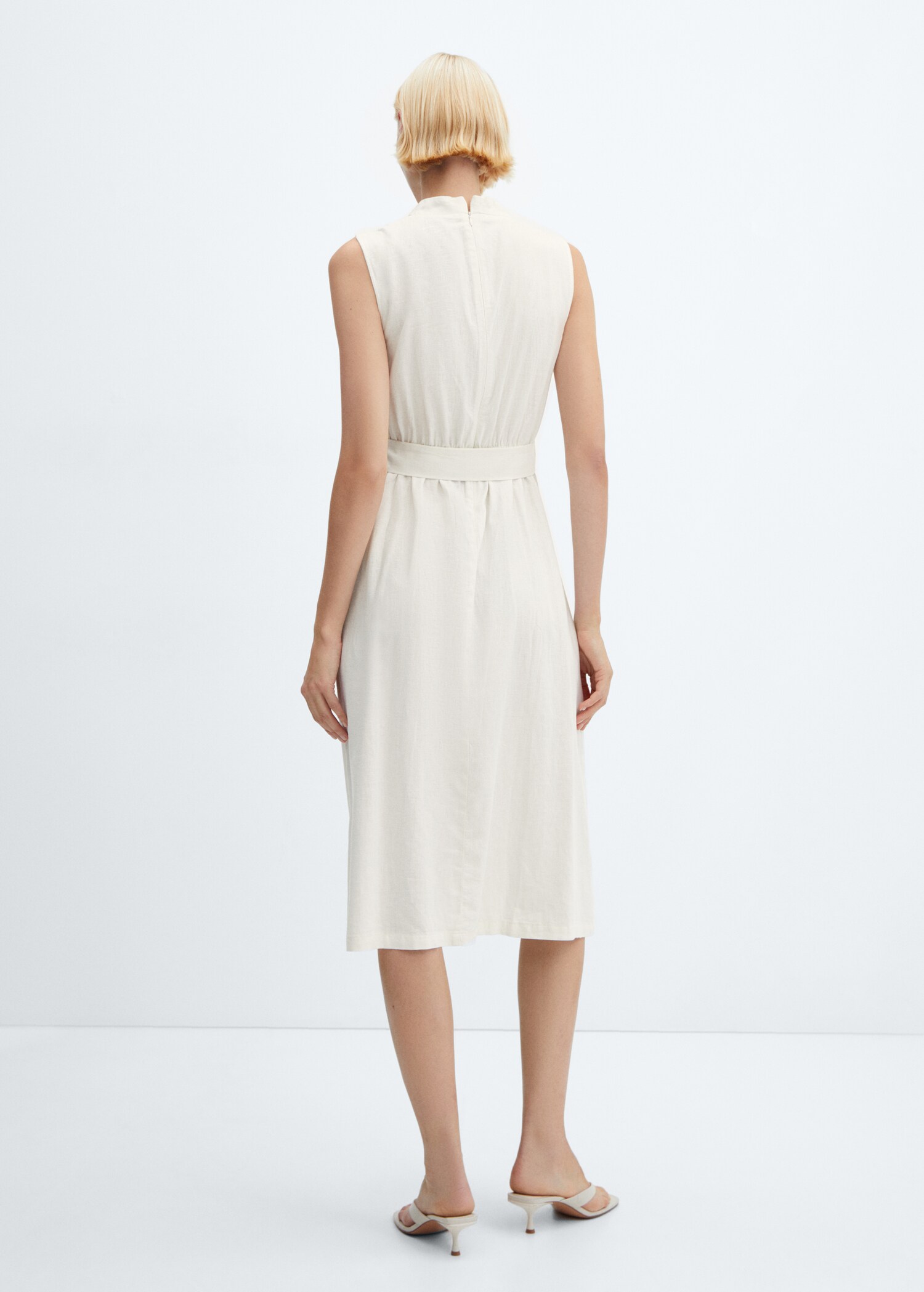 Vestido lino cinturón - Reverso del artículo