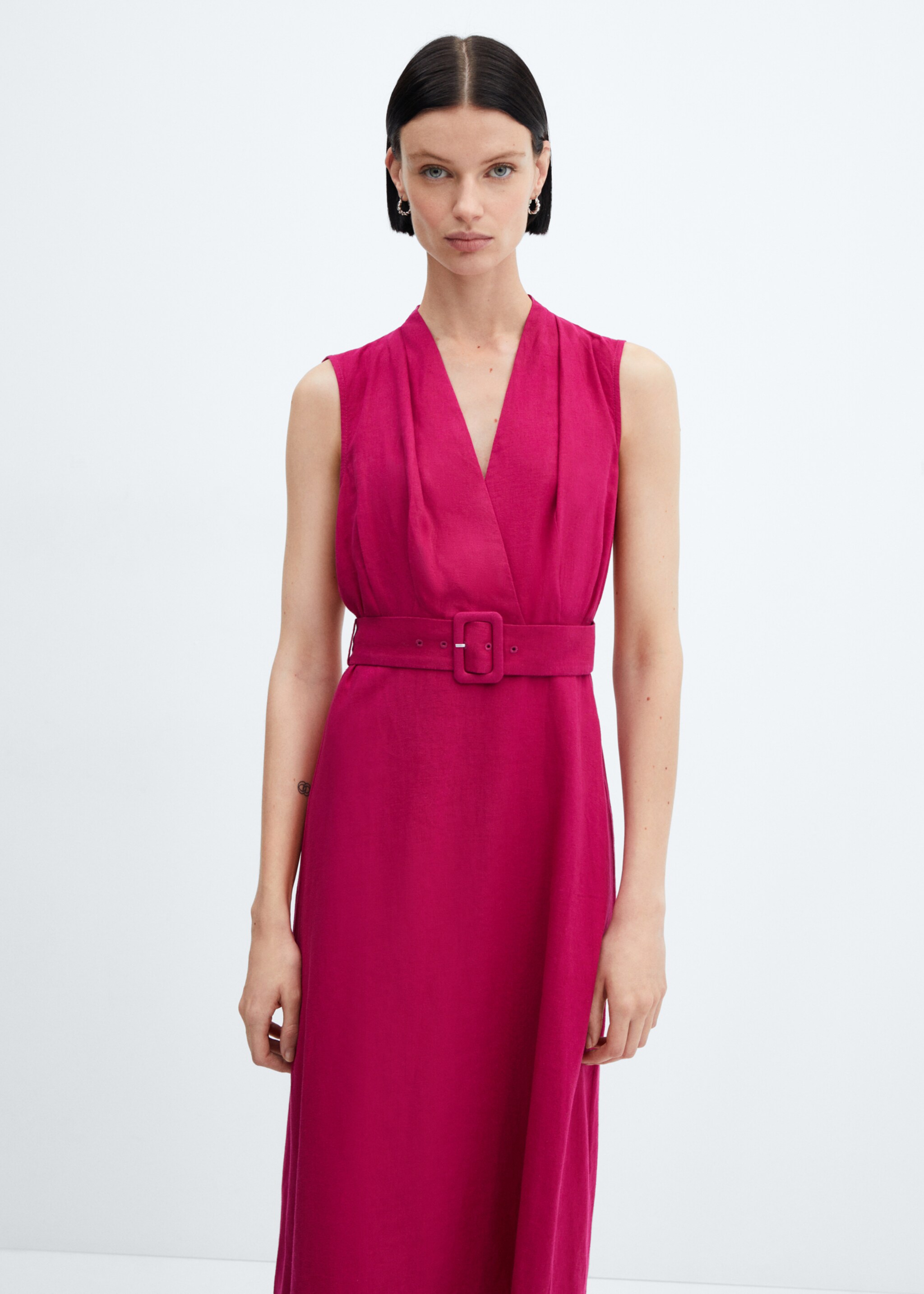 Belt linen dress - Medium plane