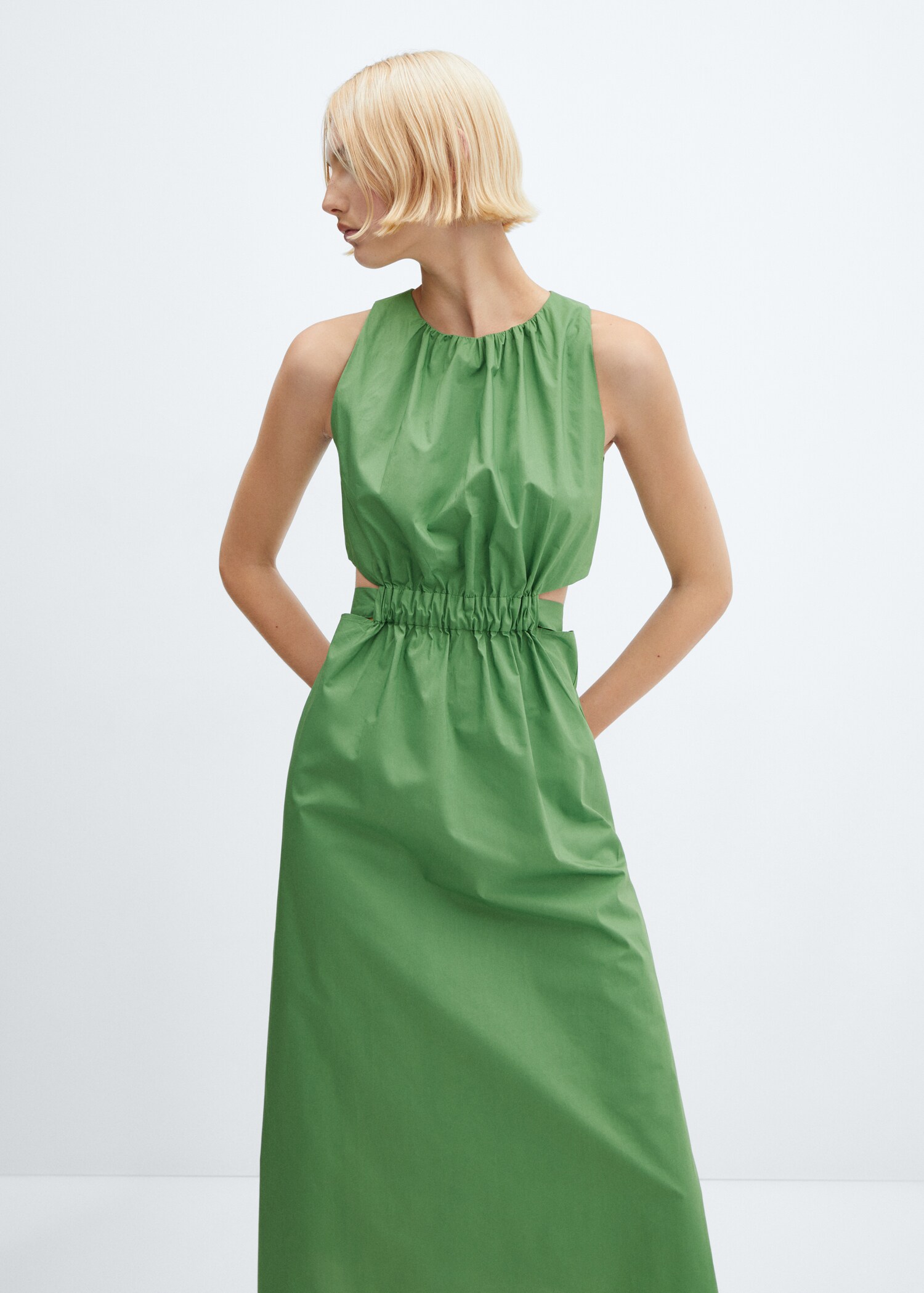 Slit dress with elastic waist - Medium plane