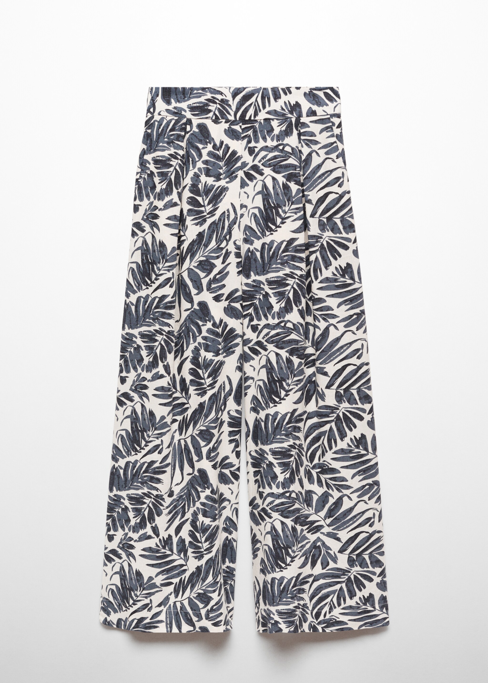 Tropical-print linen trousers - Article without model, Dark Navy. Ref: 67090444-00.