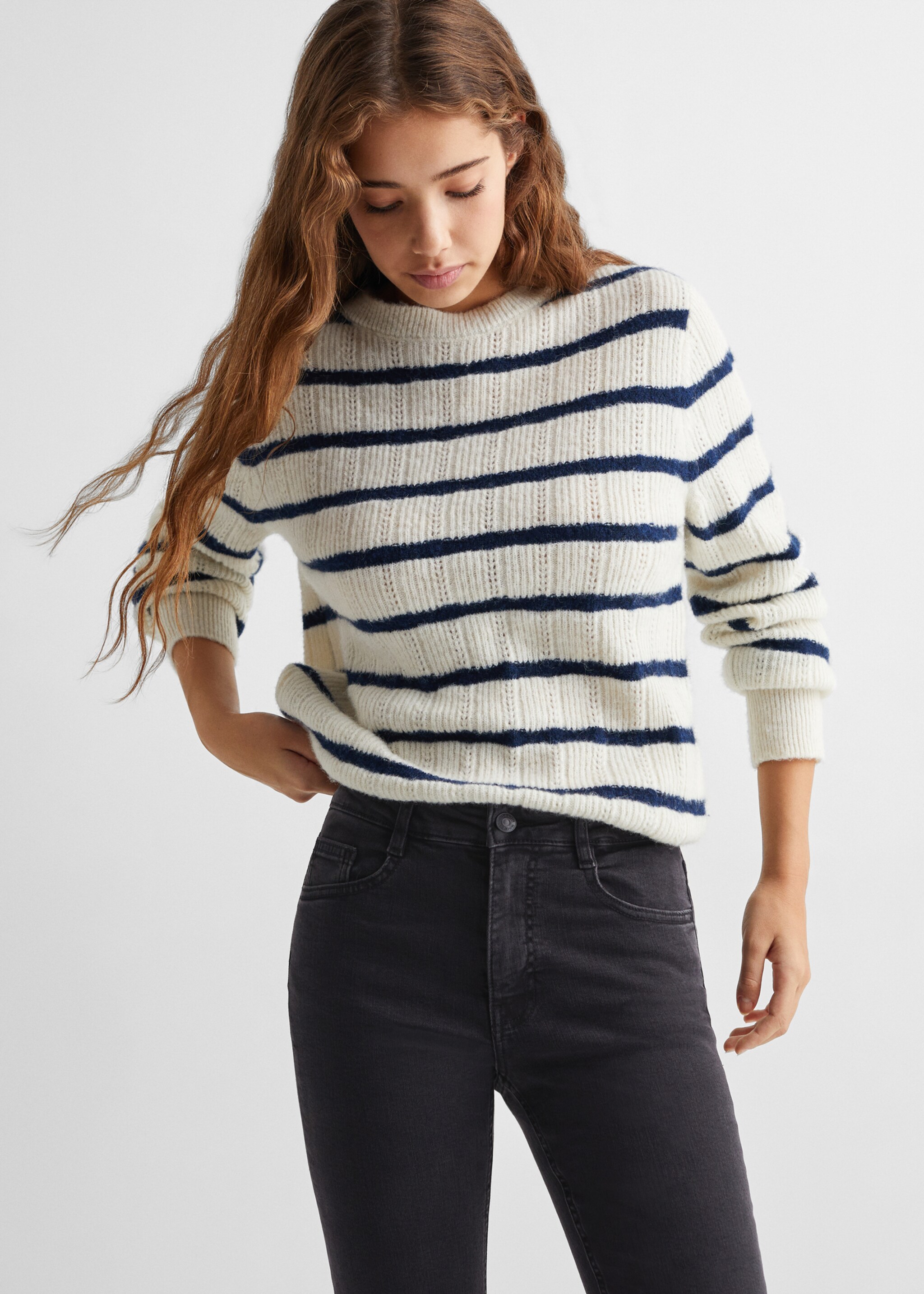 Jeans terminación flare - Plano medio, Denim negro. Ref: 67090452-00.