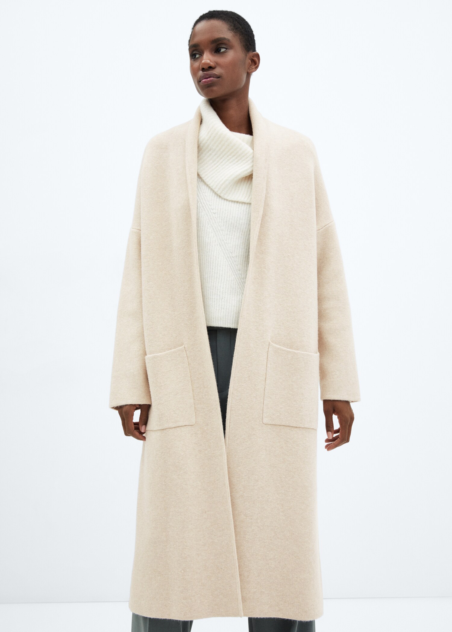 Oversize-Strickmantel mit Taschen - Mittlere Ansicht
