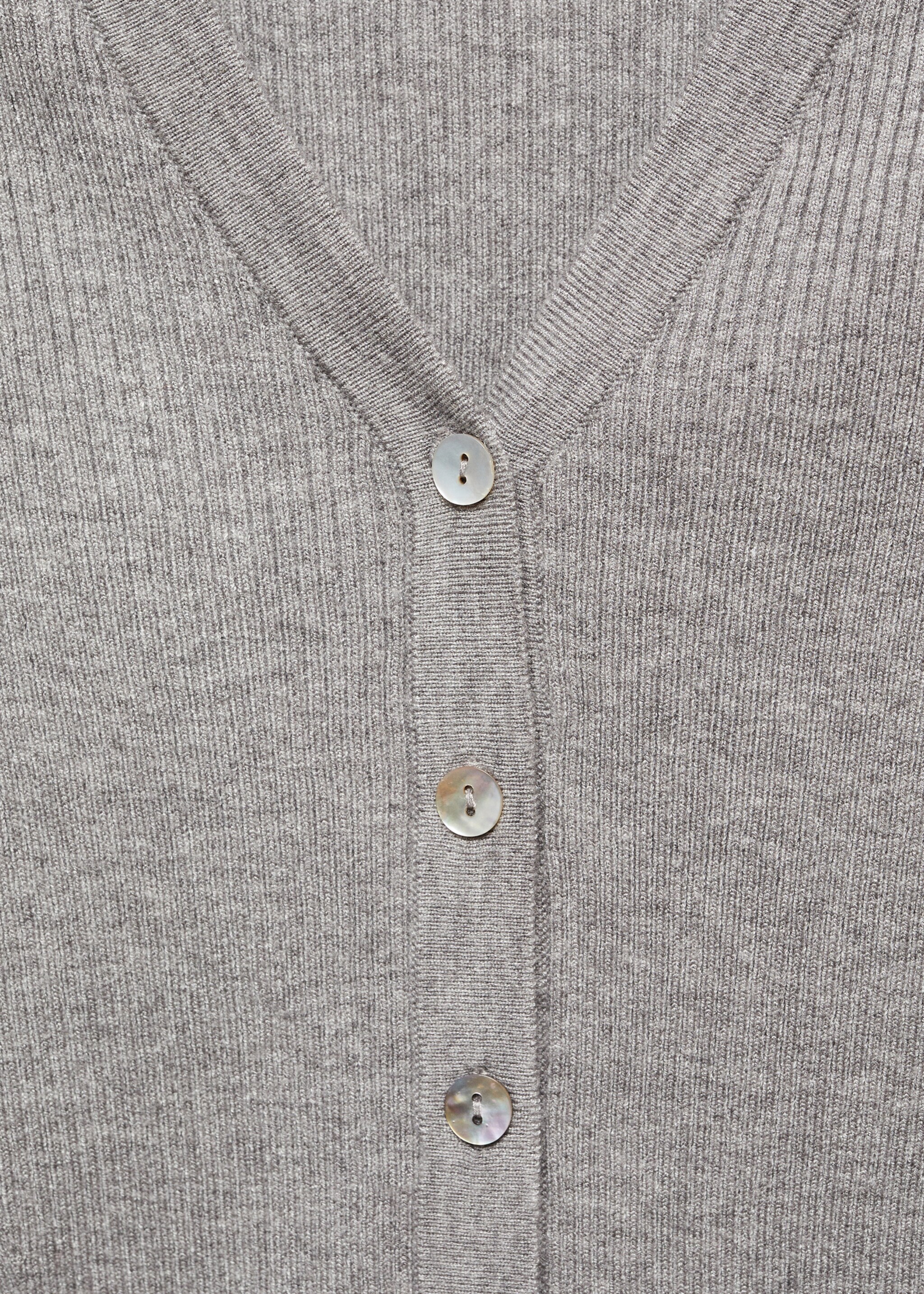 V-neck ribbed cardigan - Details of the article 8, Grey. Ref: 67090459-00.