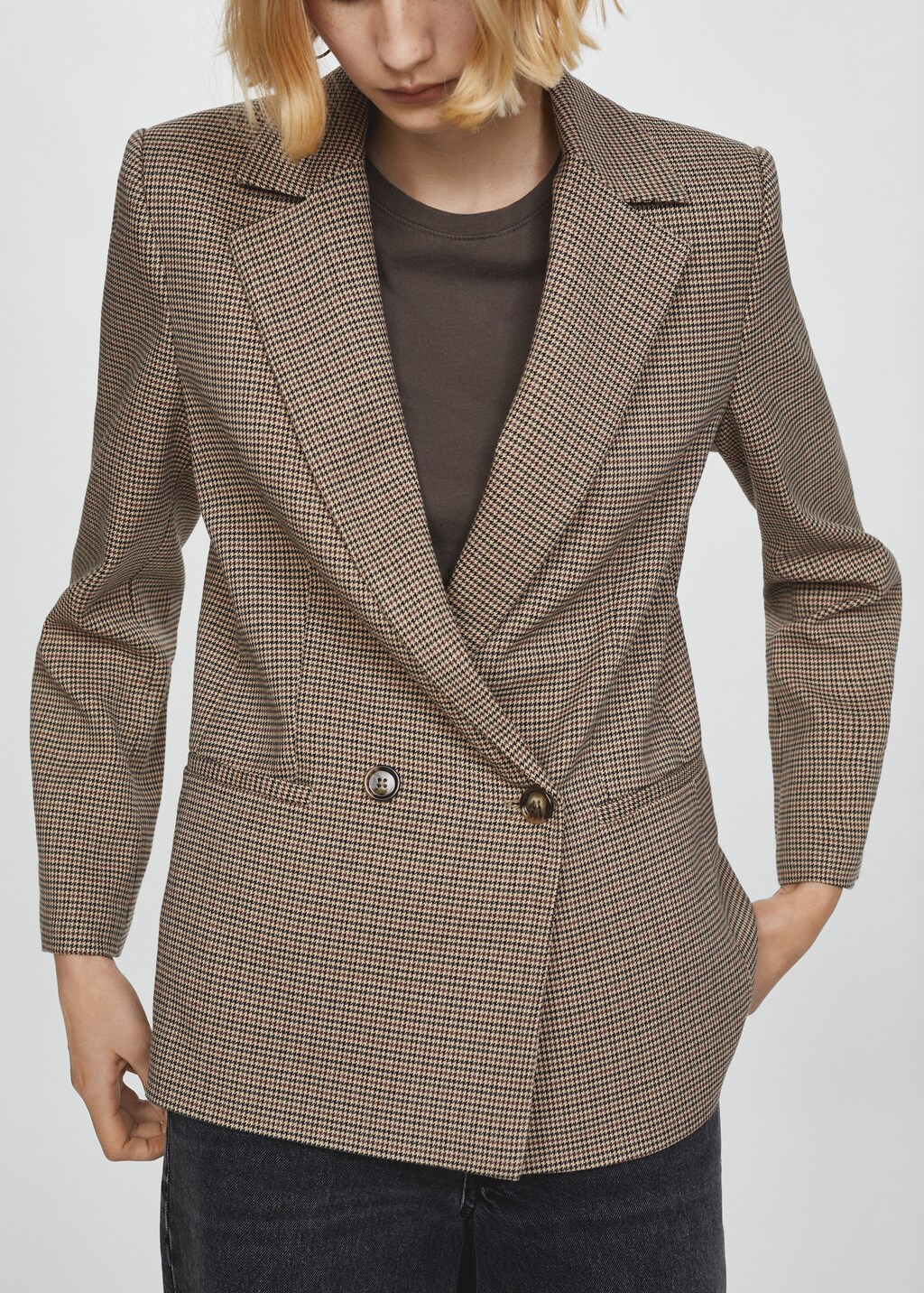Double-breasted blazer with button - Women | MANGO OUTLET USA