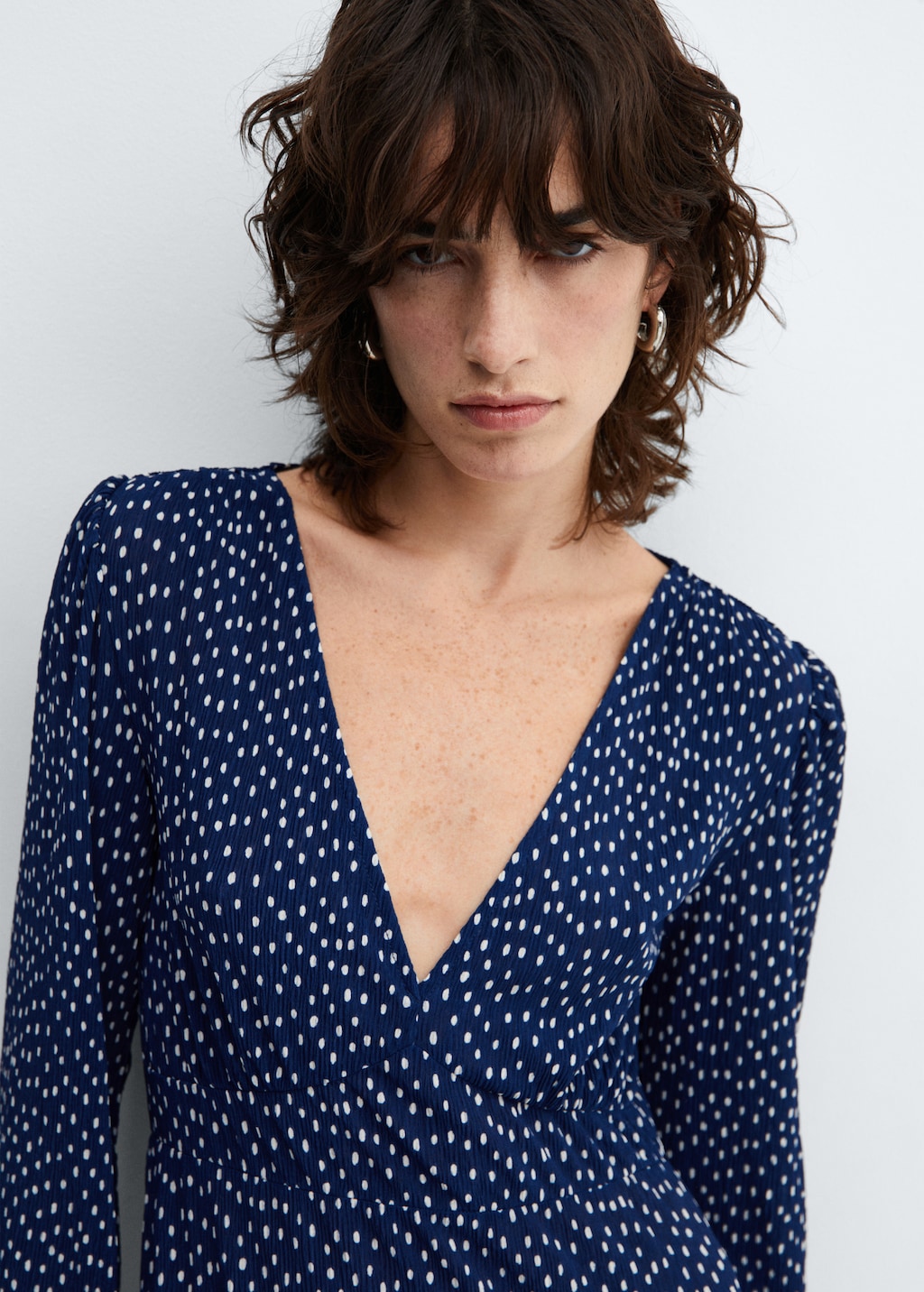 Navy polka dot midi dress sale