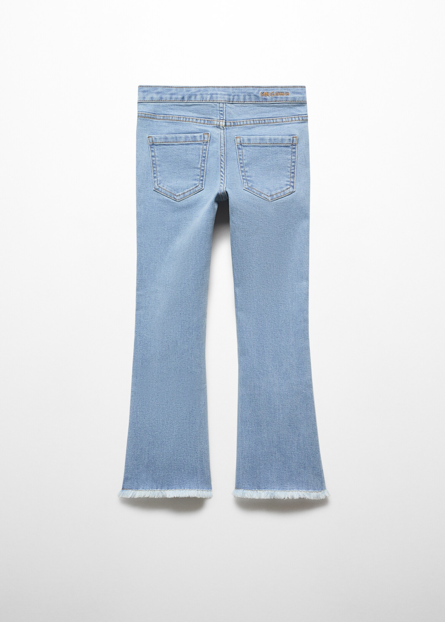 Jeans flare terminaciones deshilachadas - Reverso del artículo