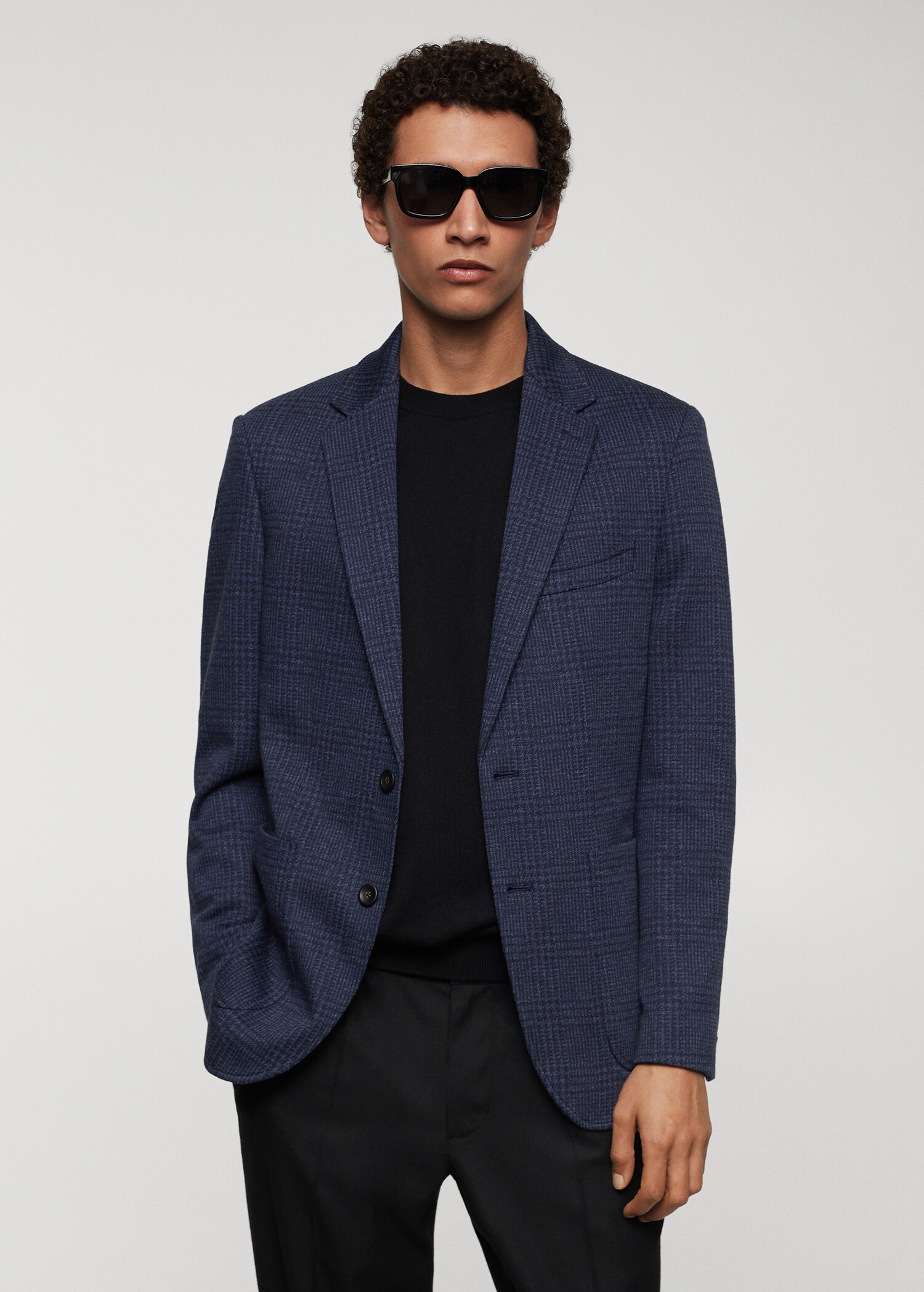 Slim fit check cotton blazer - Medium plane