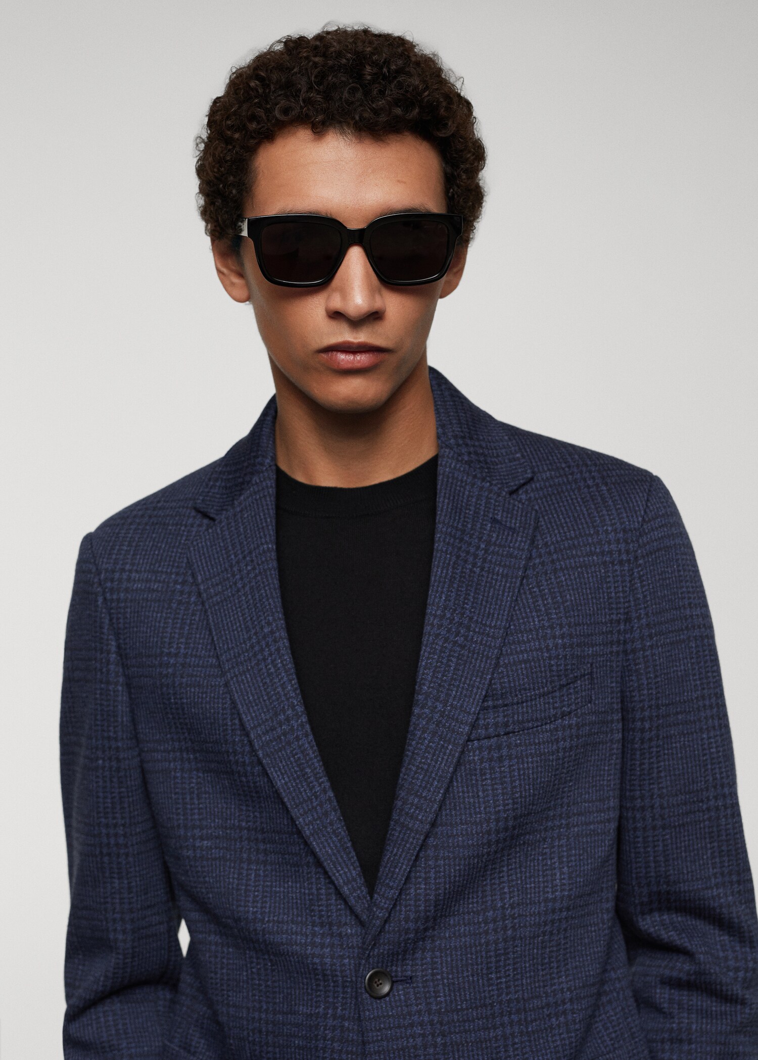 Slim fit check cotton blazer - Details of the article 1