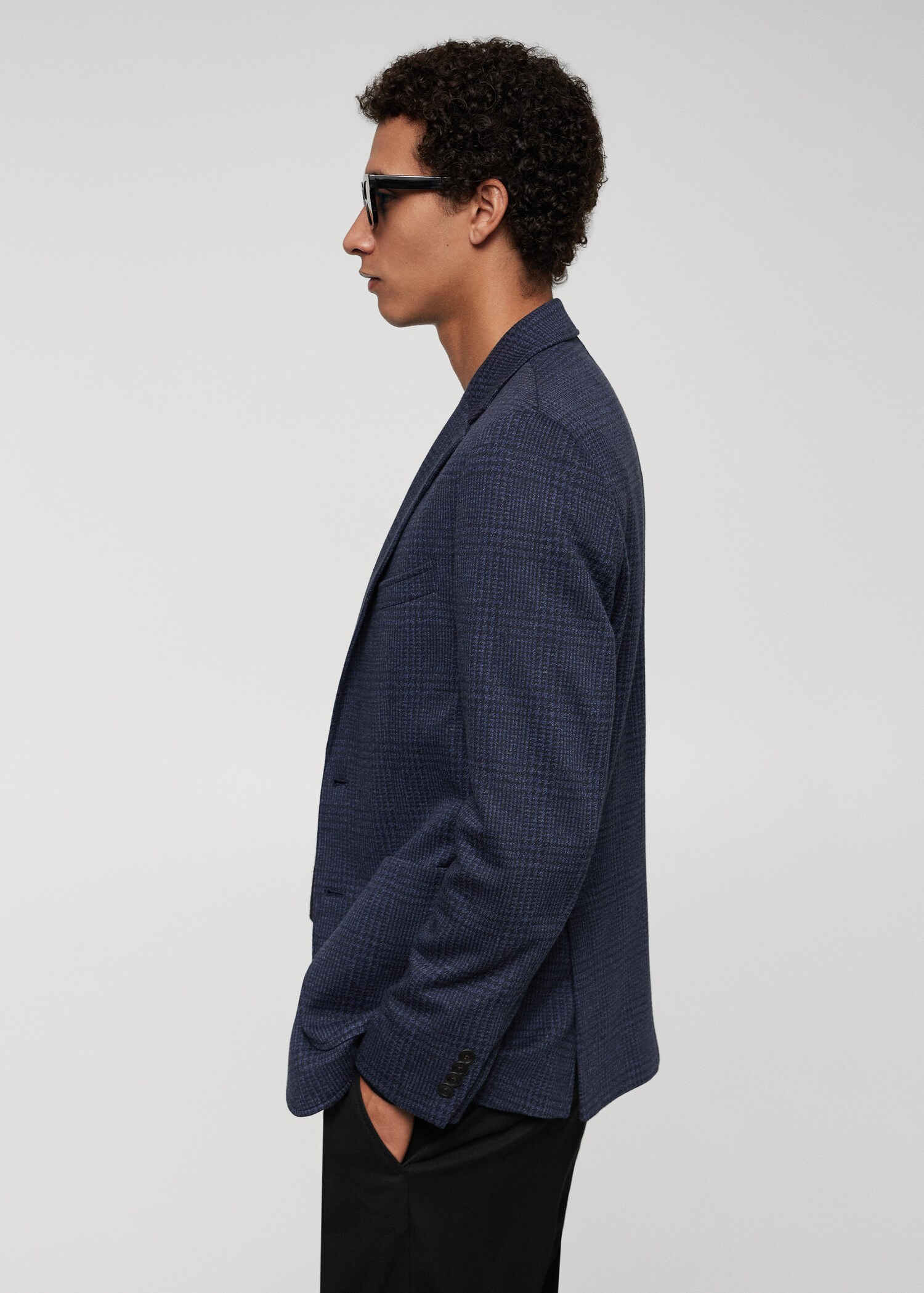 Slim fit check cotton blazer - Details of the article 2