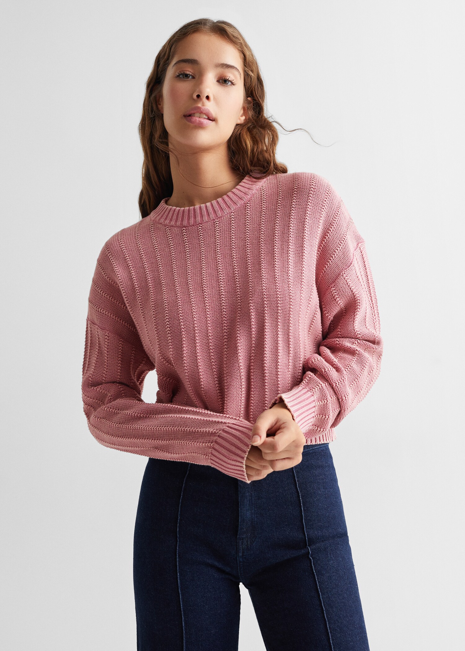 Pull-over combiné maille - Plan moyen