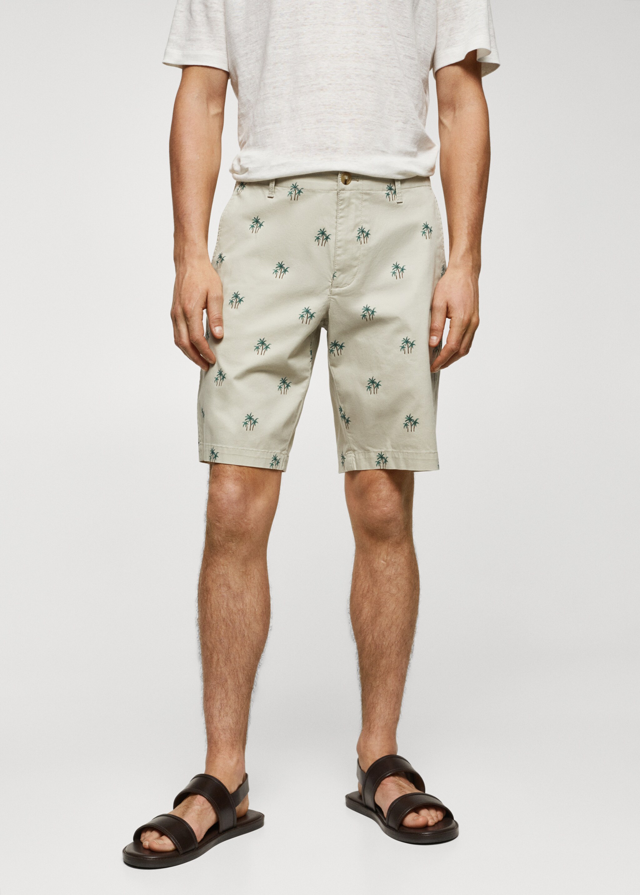 Printed cotton bermuda shorts - Medium plane, Sand. Ref: 67090634-00.