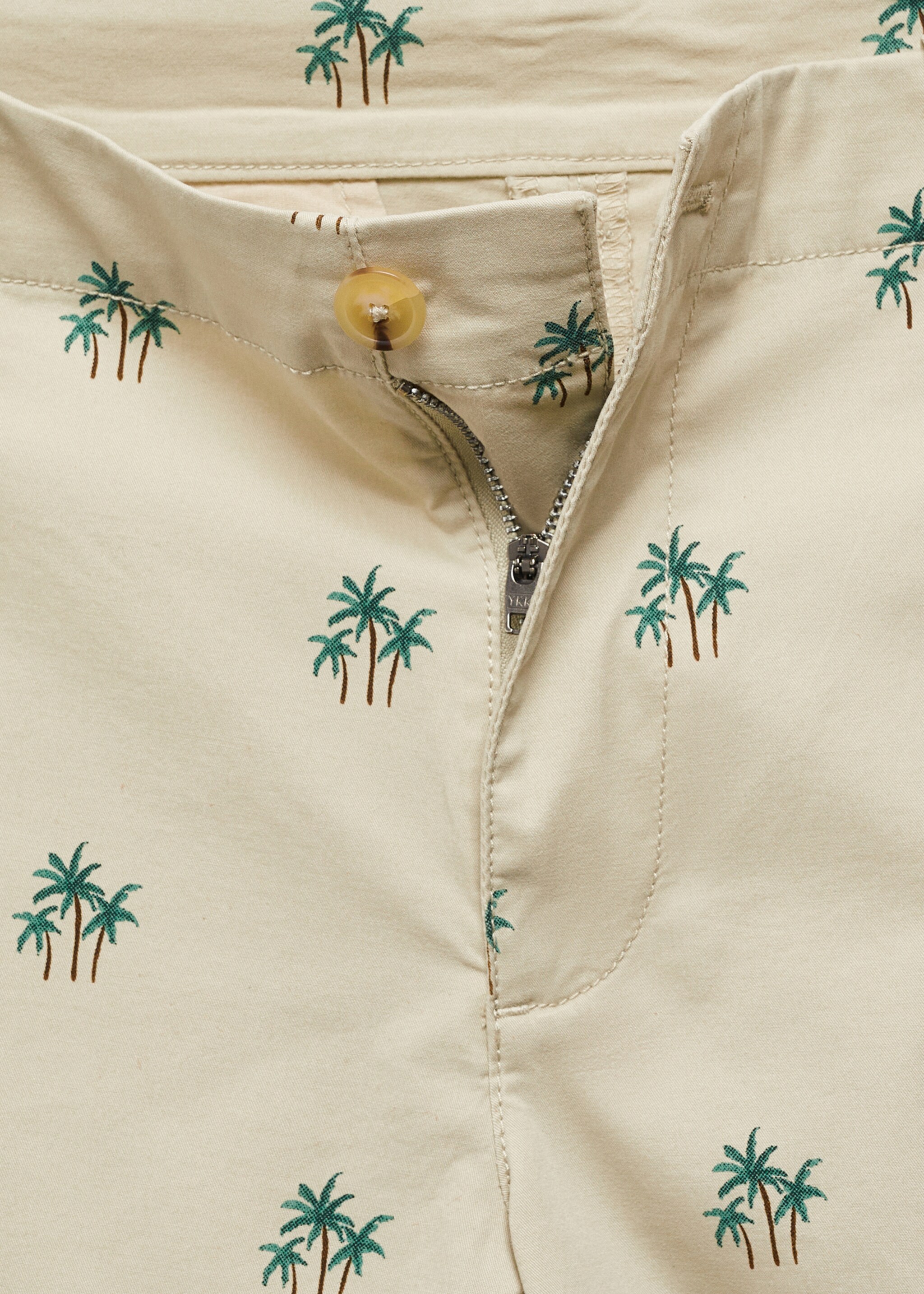 Printed cotton bermuda shorts - Details of the article 8, Sand. Ref: 67090634-00.