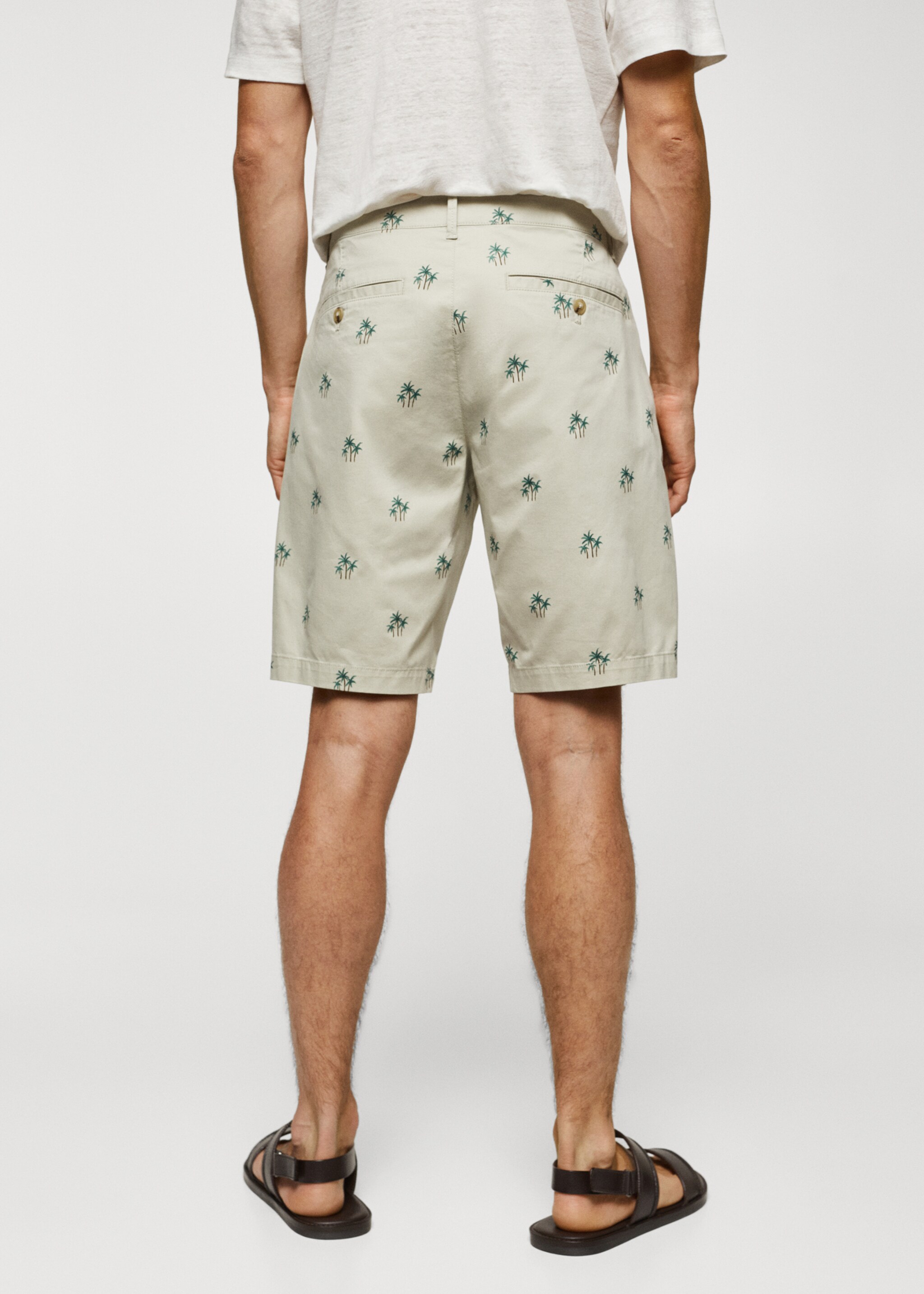 Printed cotton bermuda shorts - Reverse of the article, Sand. Ref: 67090634-00.