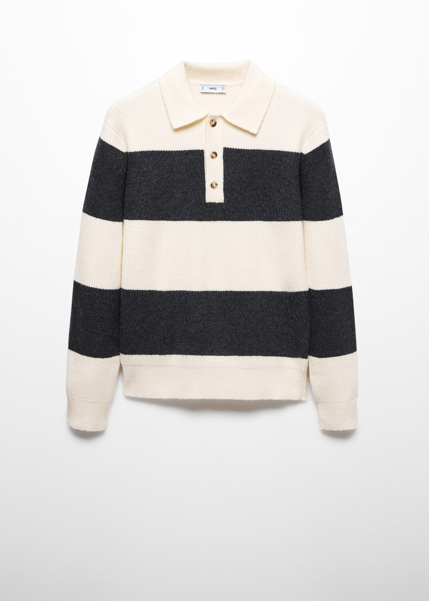 Ribbed striped knitted polo shirt - Article without model
