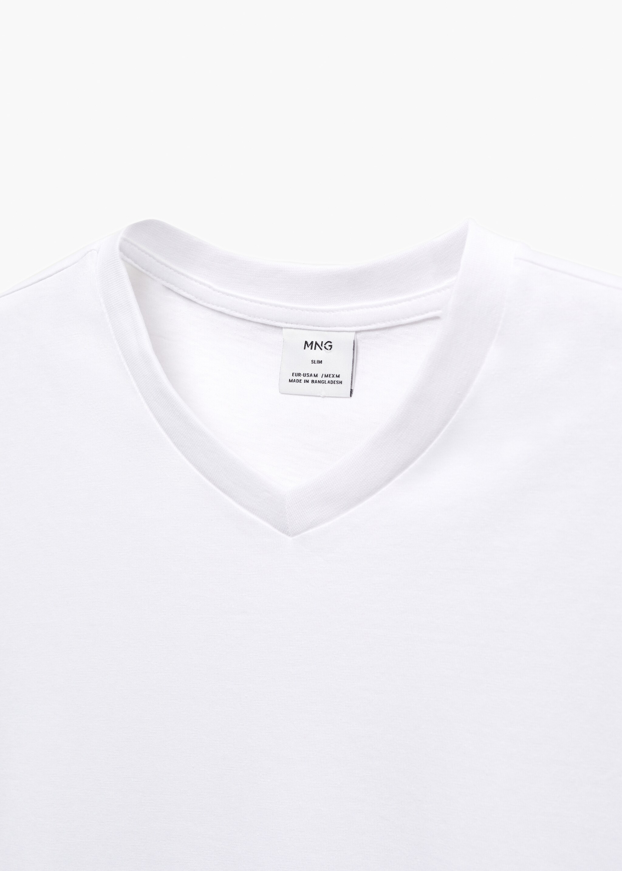 T-shirt basique coton col V - Détail de l'article 8, Blanc. Ref: 67090643-00.