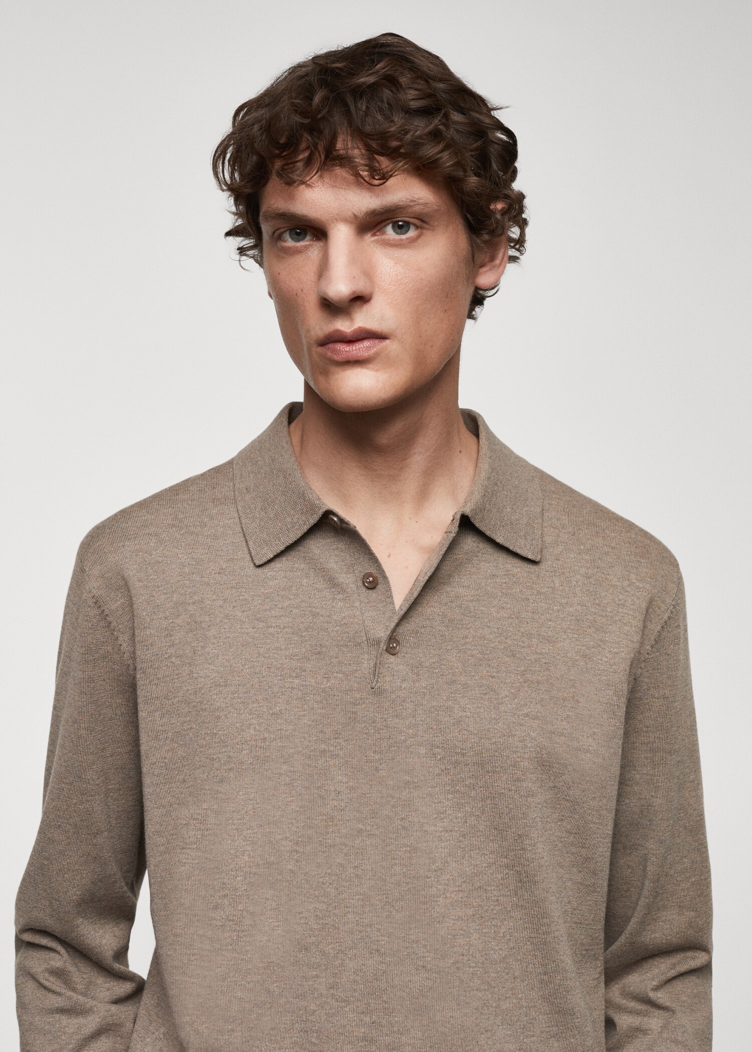 Langärmliges Strick-Poloshirt aus Baumwolle - Detail des Artikels 1