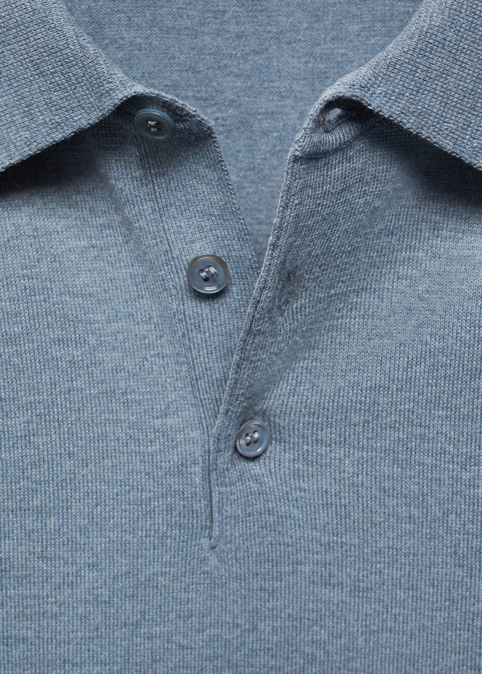 Long-sleeved cotton jersey polo shirt - Details of the article 8, China Blue. Ref: 67090644-00.