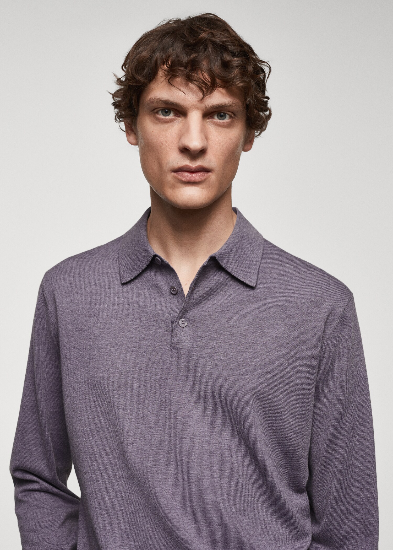 Langärmliges Strick-Poloshirt aus Baumwolle - Detail des Artikels 1