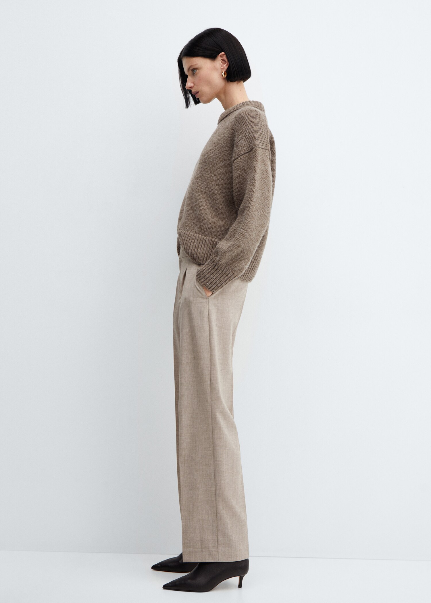 Straight-fit flecked trousers - Details of the article 2