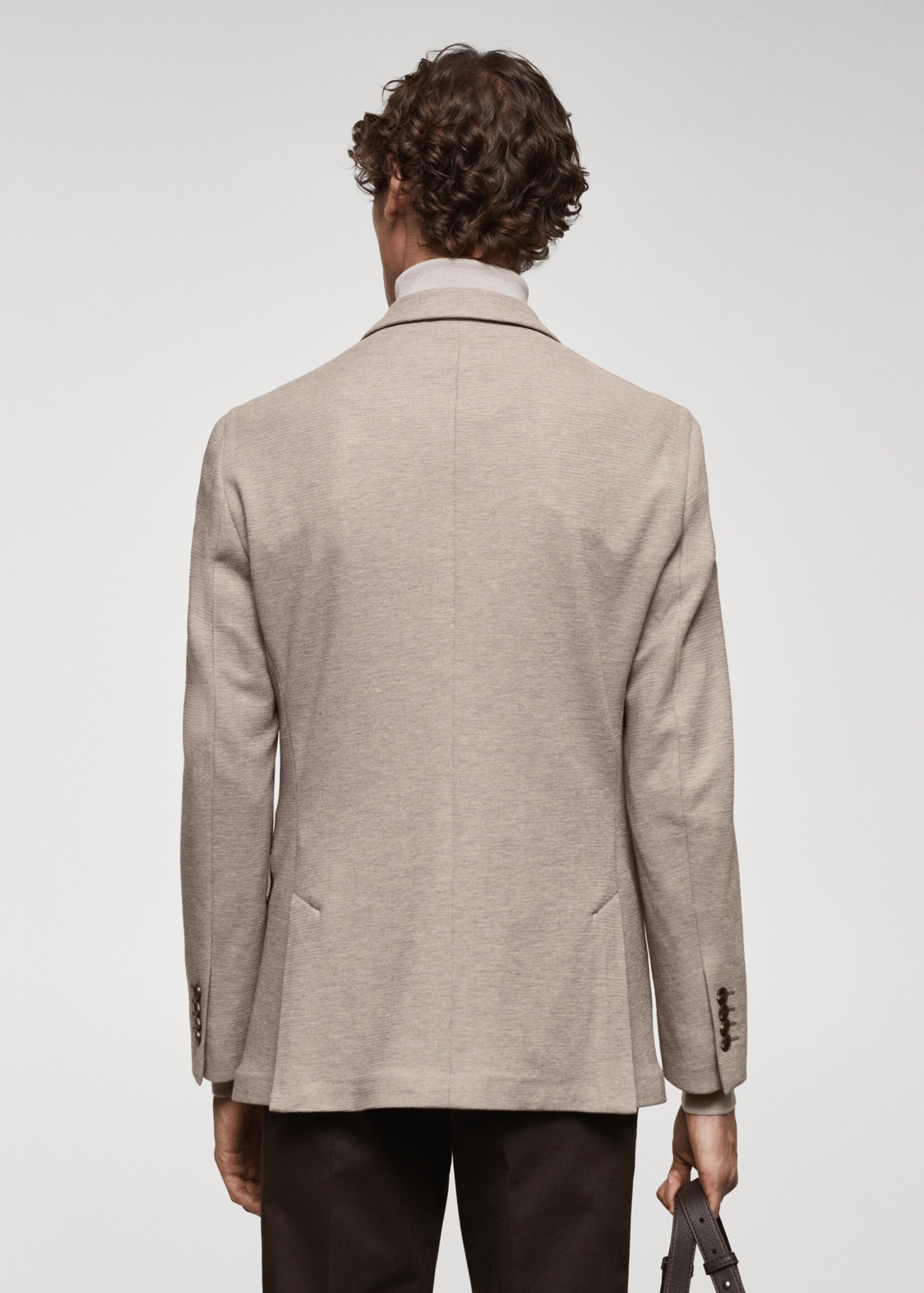 Strukirani slim fit pamučni sako - Stražnji dio artikla